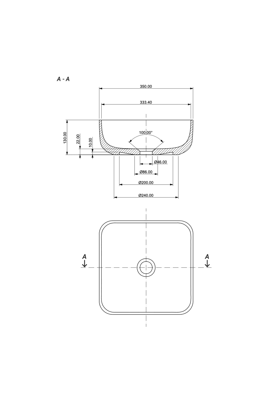 Aqvato Eros Bathroom Basin dimensions