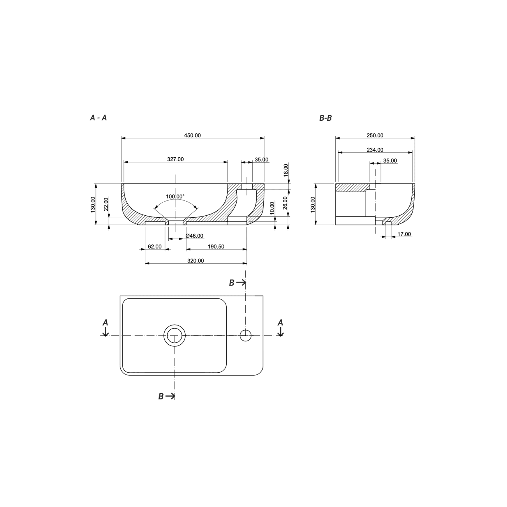 Aqvato Iris Bathroom Basin dimensions