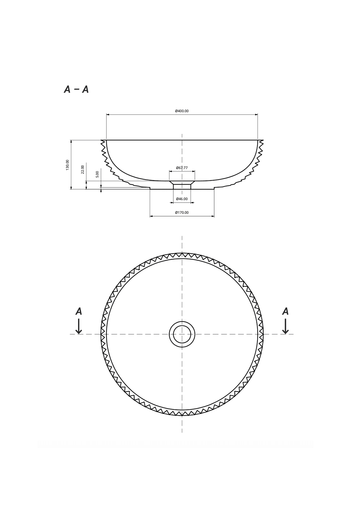 Aqvato Tigu Bathroom Basin dimensions