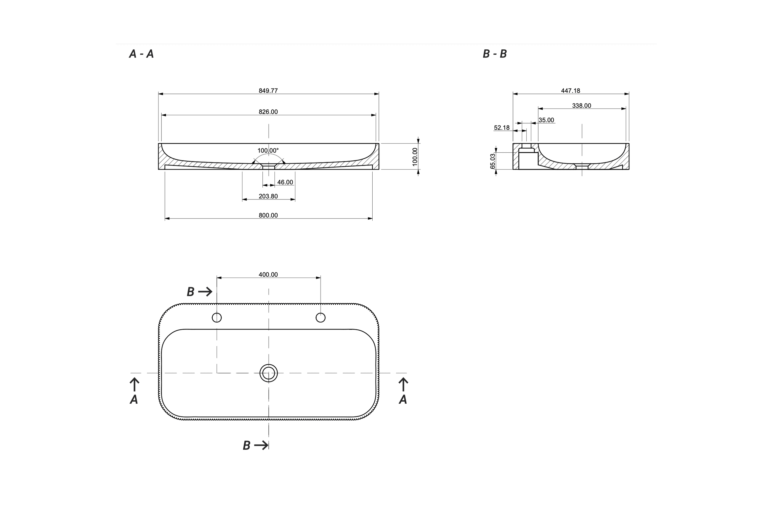 Aqvato S-03 Bathroom Basin dimensions