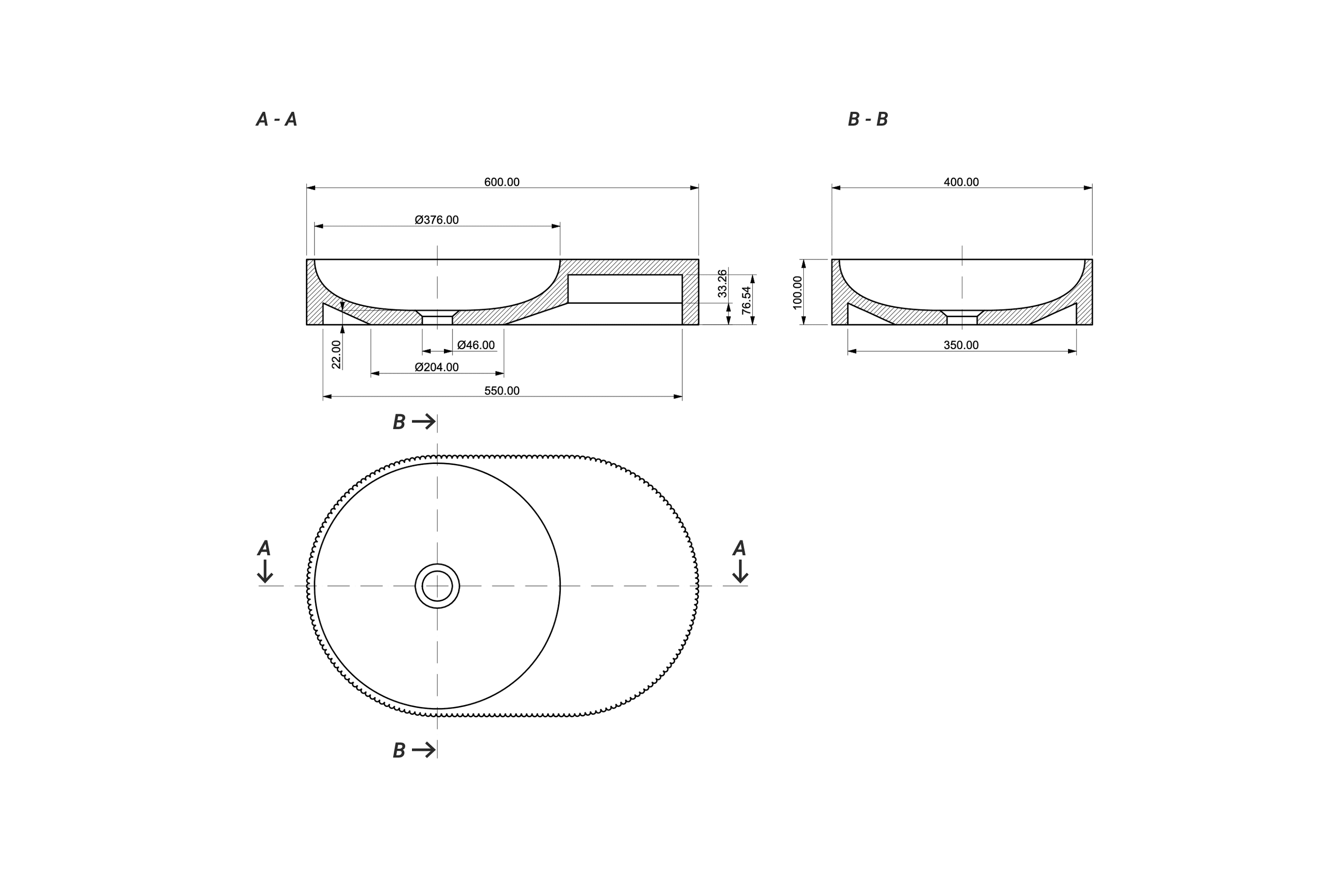 Aqvato C-01 Bathroom Basin dimensions