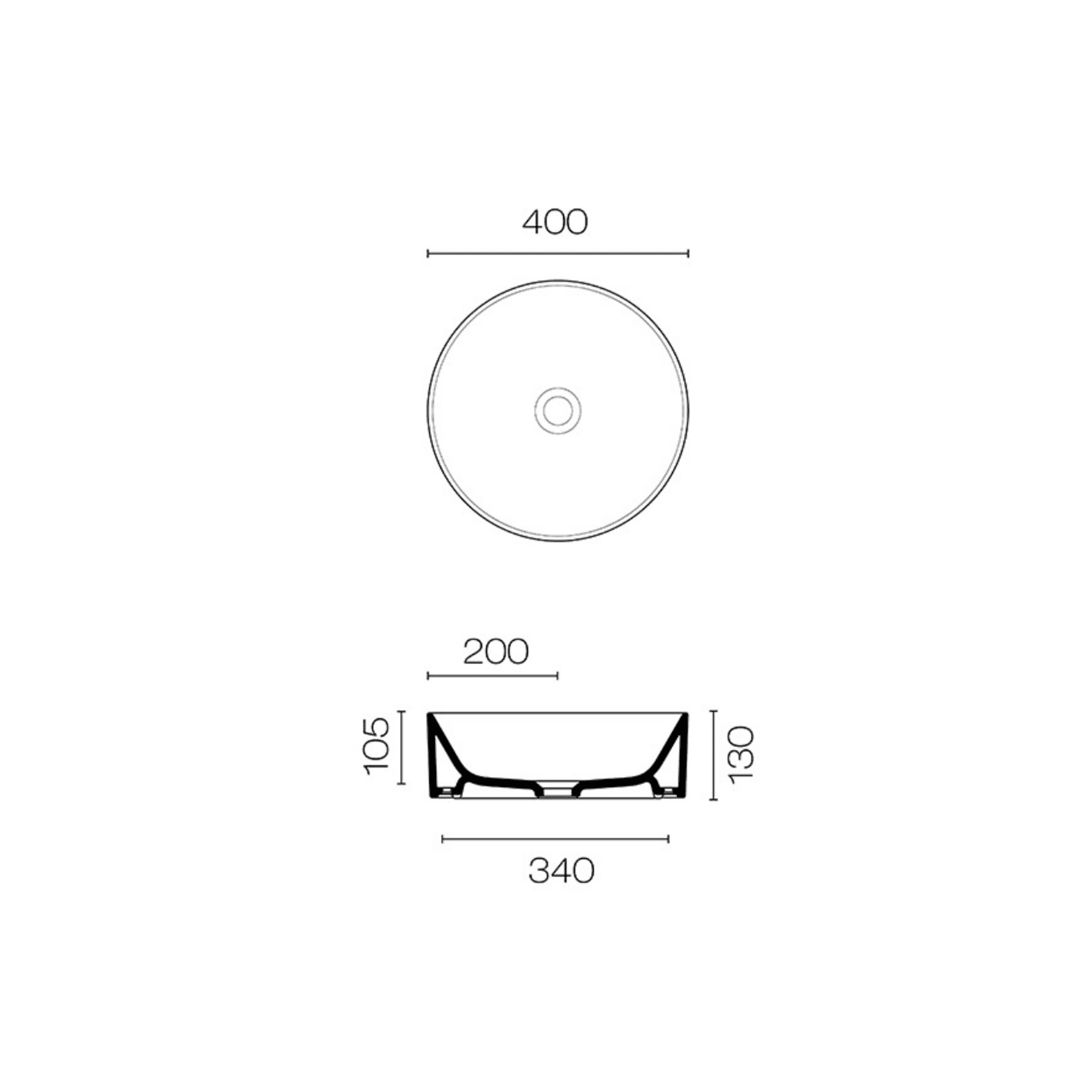 Kube X 400 Round Vessel Basin Matt White