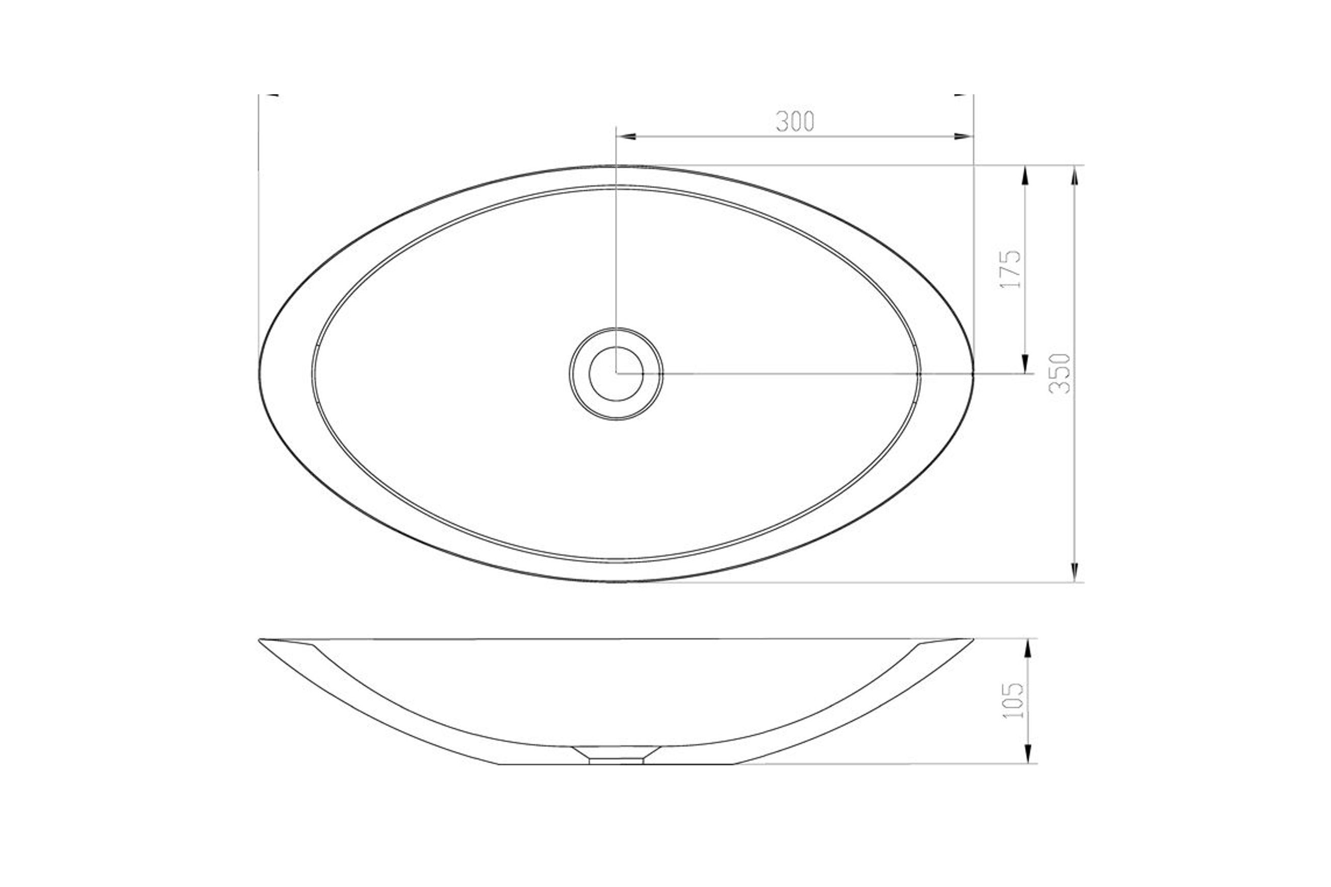 iStone Oval Basin 600 x 105 x 350mm Matte White