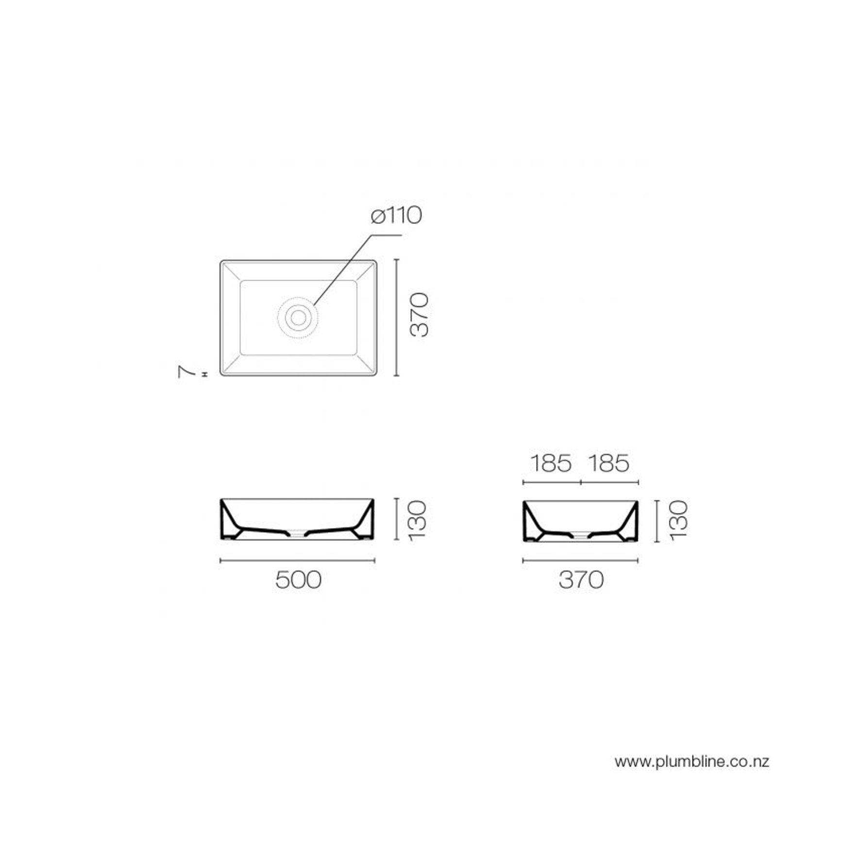Kube X 50 Rectangle Vessel Basin
