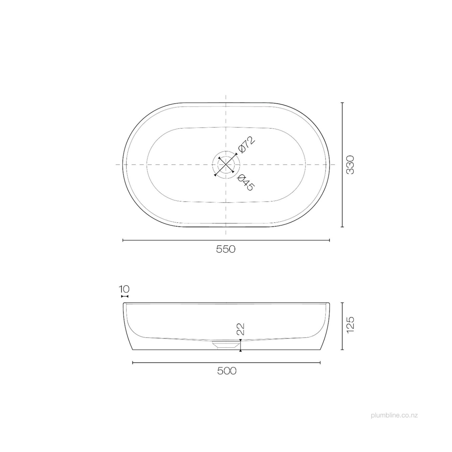 Oasis 550 Oval Vessel Basin