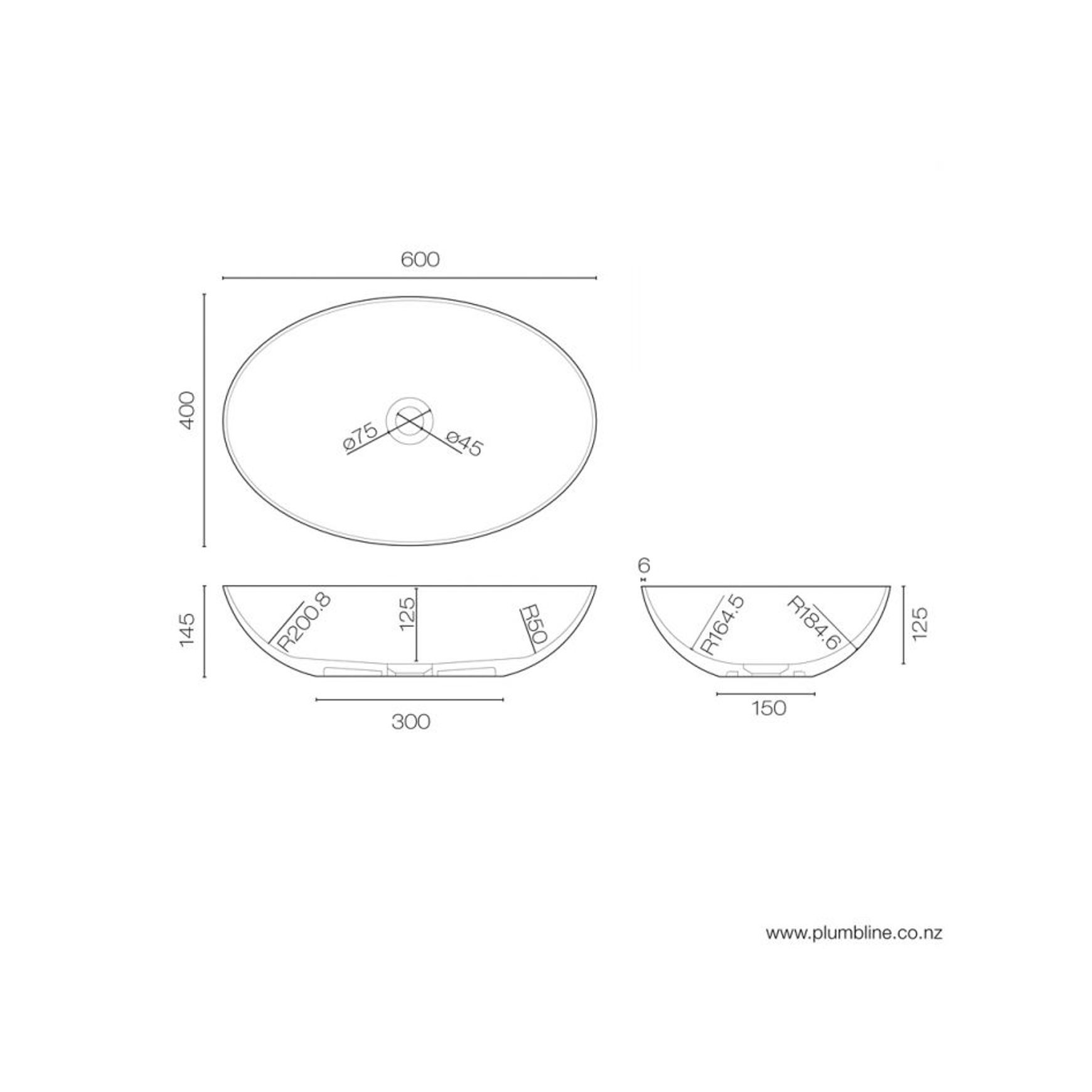 Super-Thin Oval Vessel Basin Solid Surface