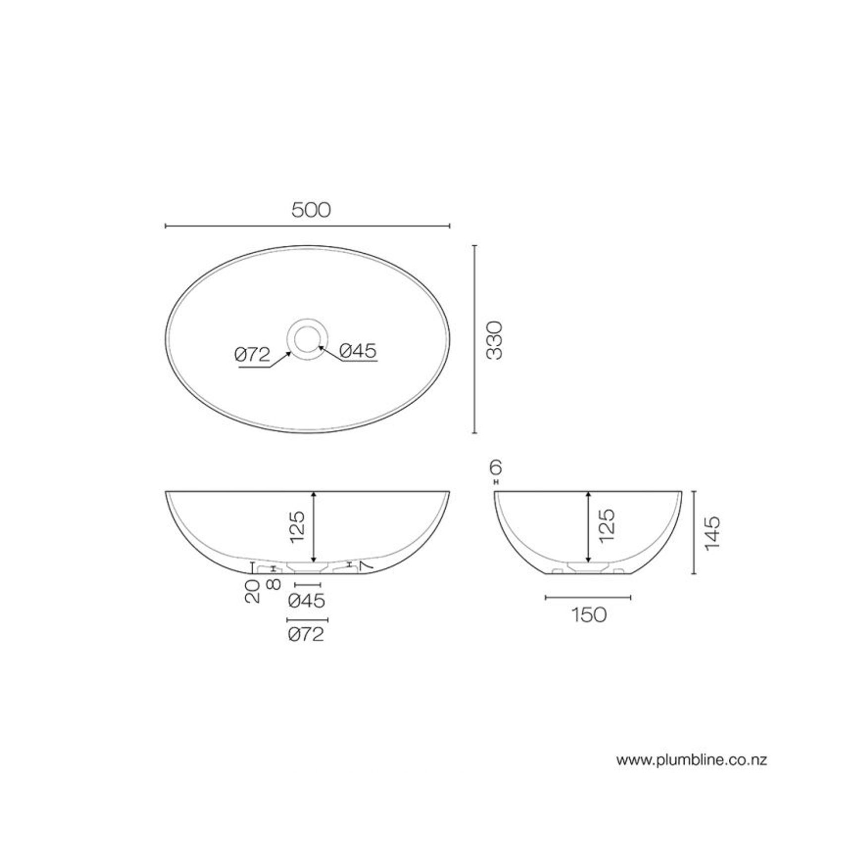 Super-Thin Mini Oval Vessel Basin