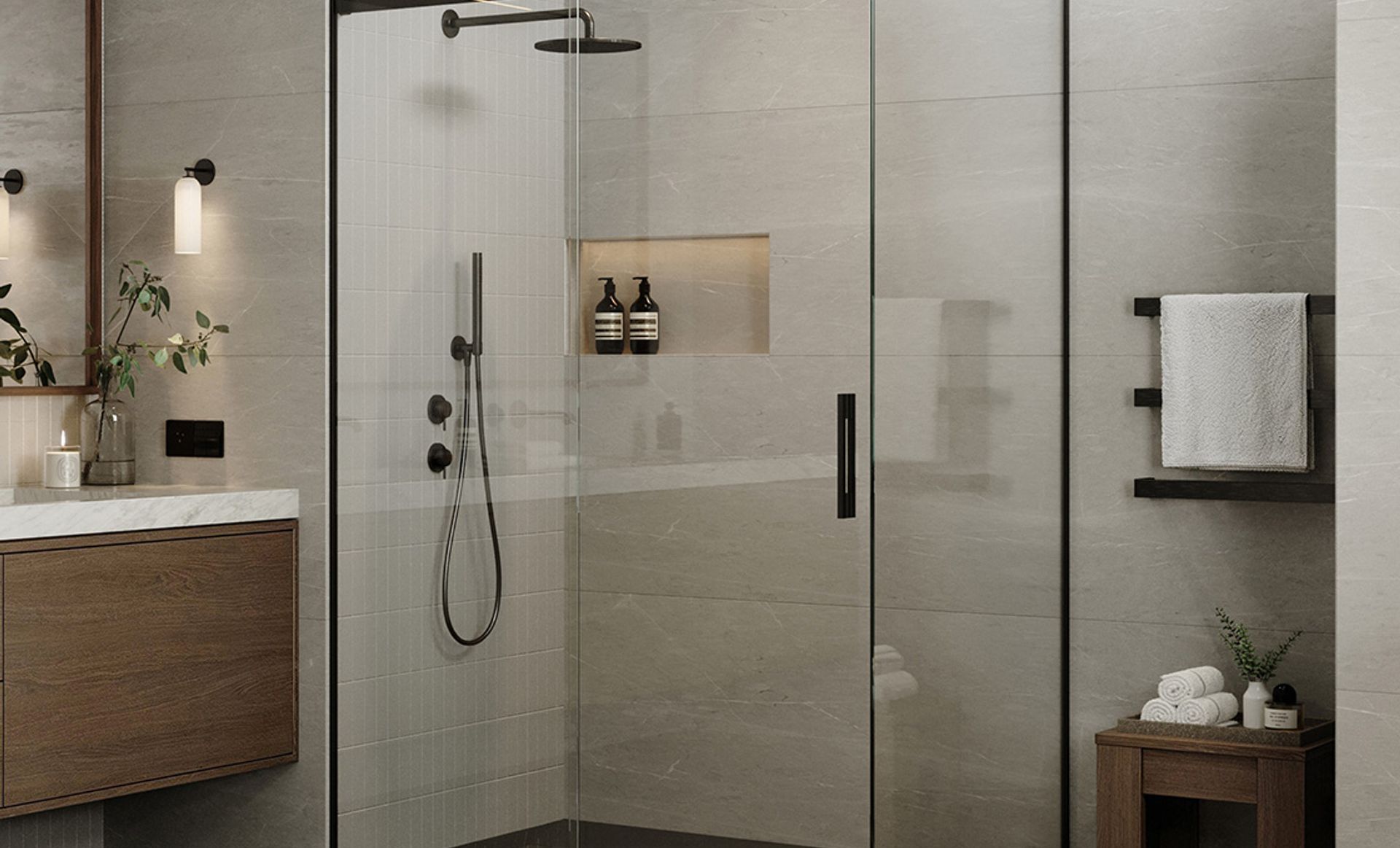 Ebony & Ivory Stone Shower