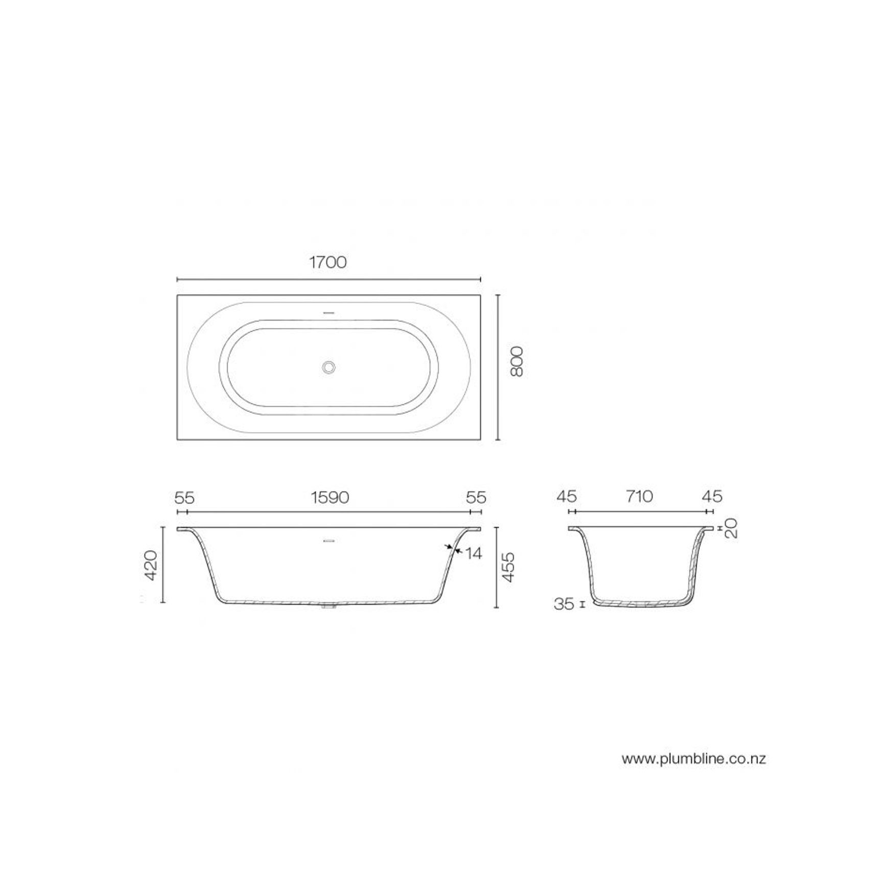 Spio 1700 Inset Bath