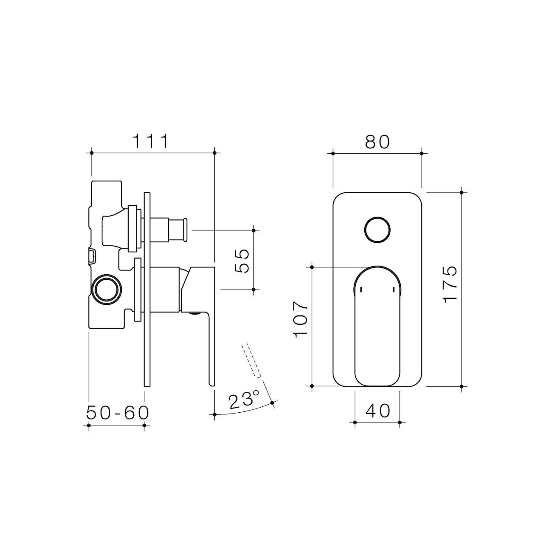 Luna Bath/Shower Mixer with Diverter