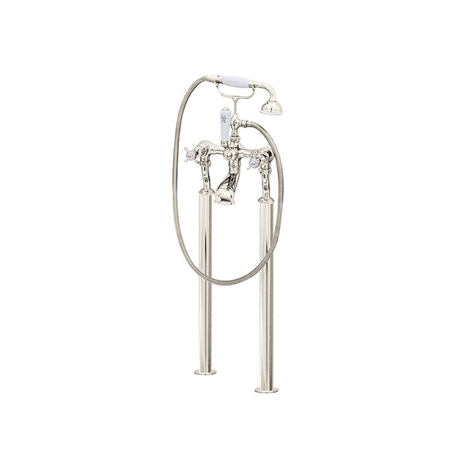 Perrin & Rowe - Bath Filler On Floorlegs With Handshower In Cradle & Crosshead Taps