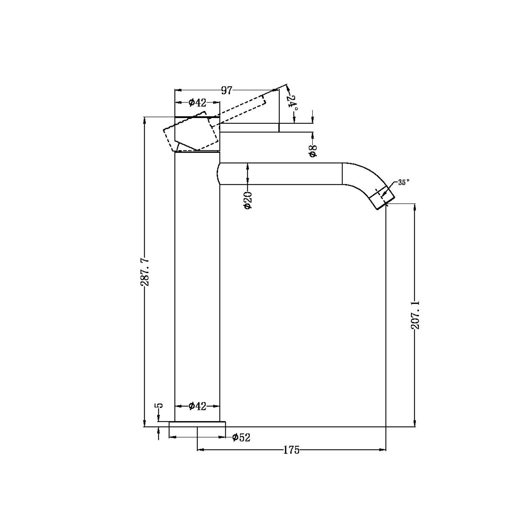Zen SS316L Tall Basin Mixer | Graphite