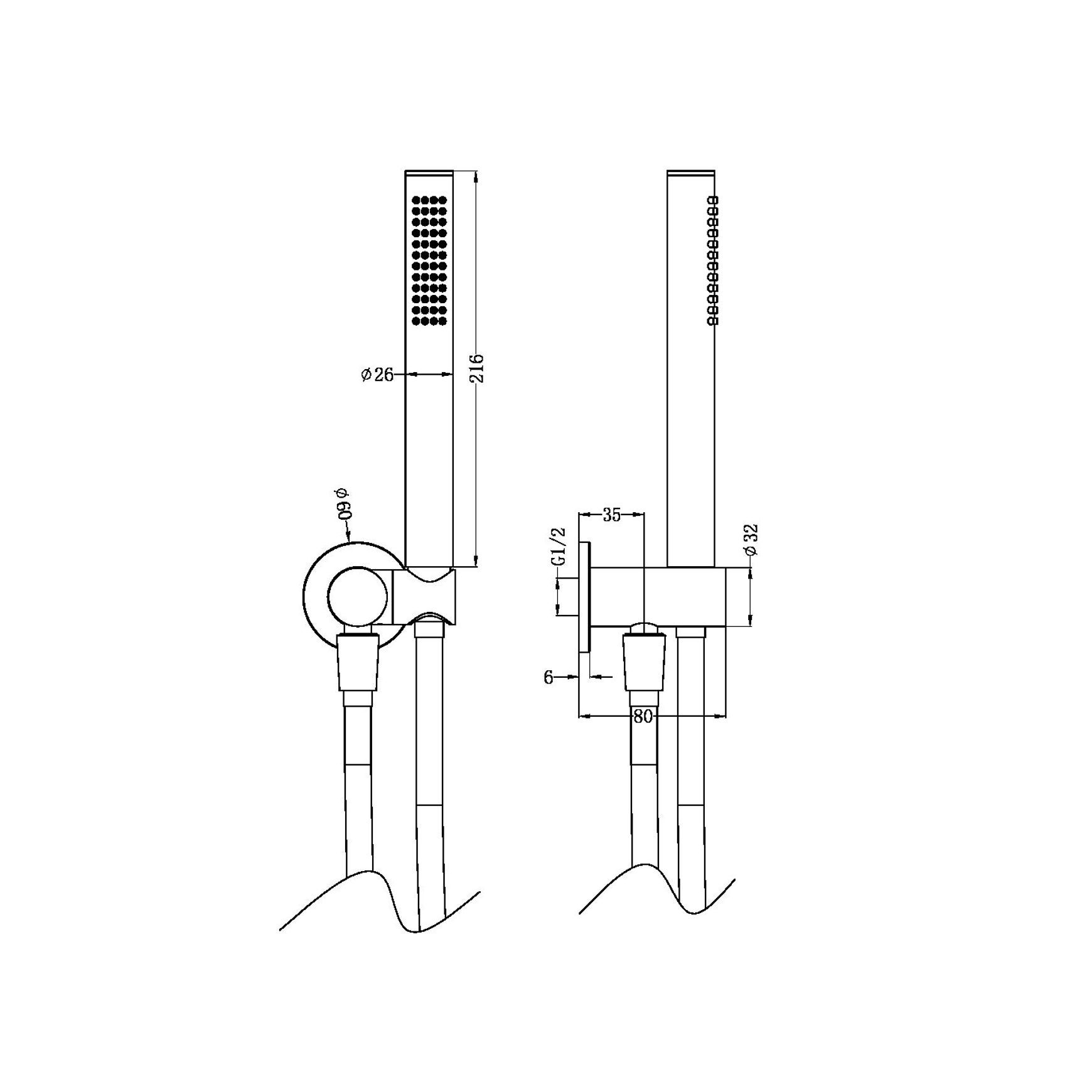 Zen SS316L Shower On Bracket | Brushed Nickel