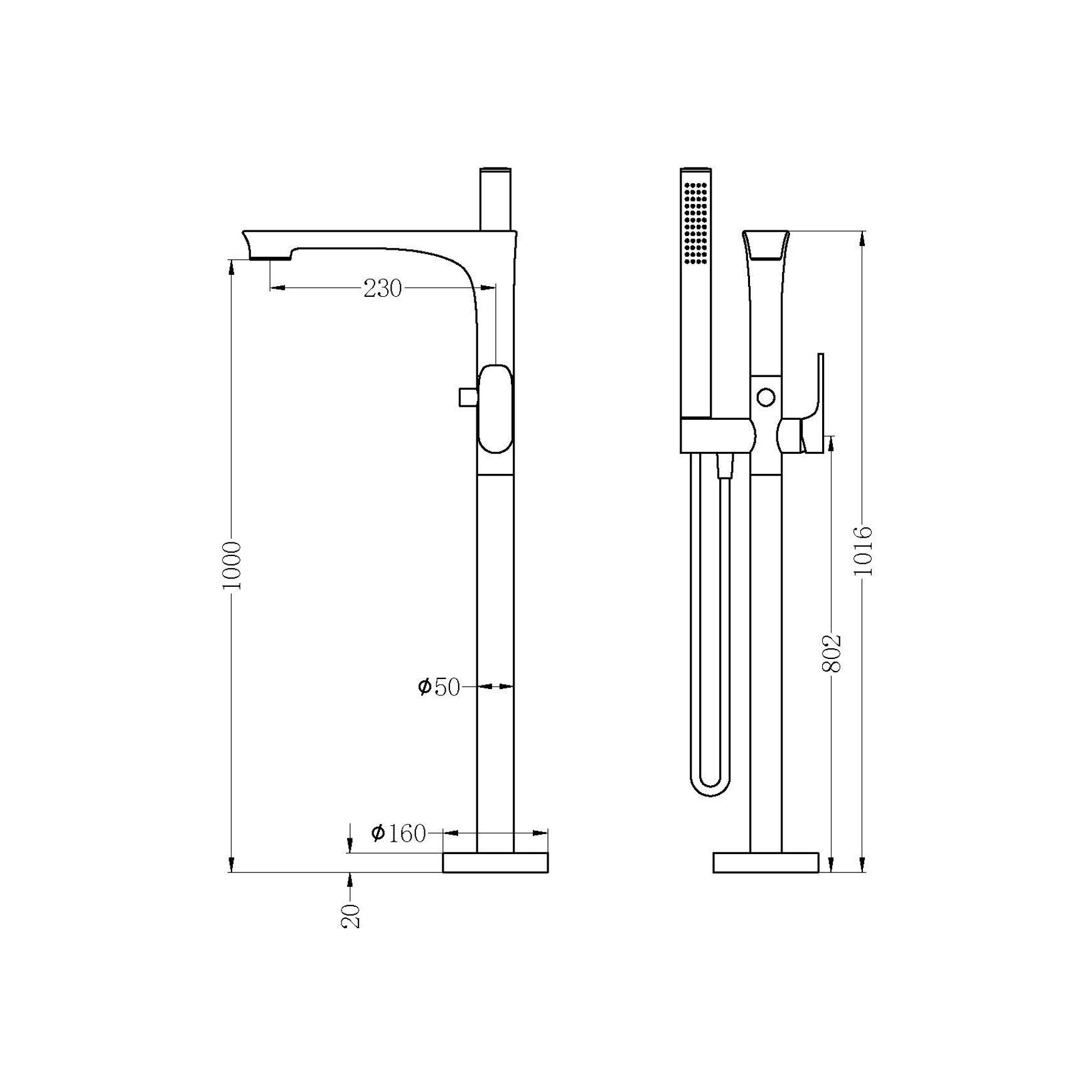 Bianca Bath Mixer & Hand Shower | Chrome