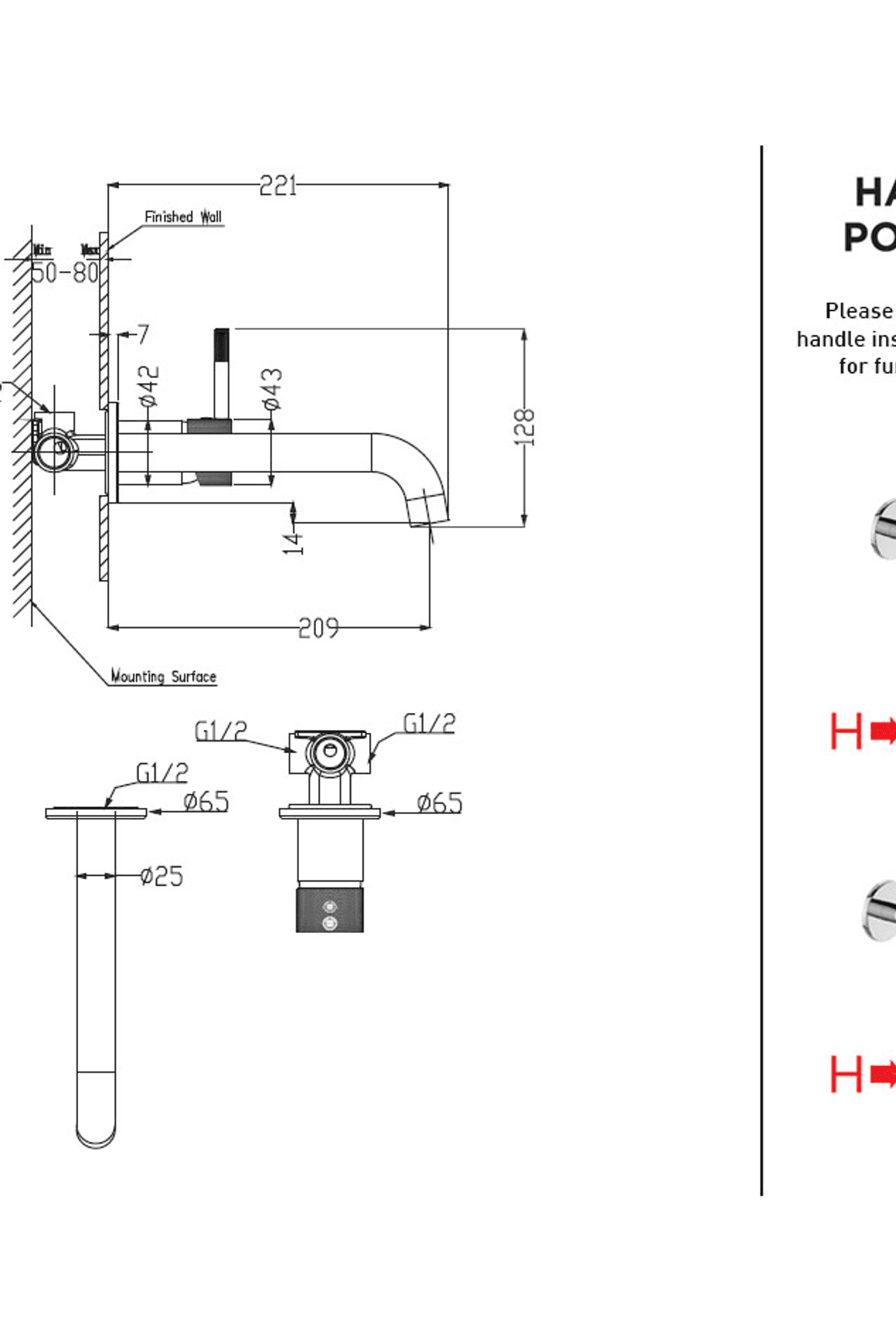 Uno Etch Wall Mounted Bath Mixer