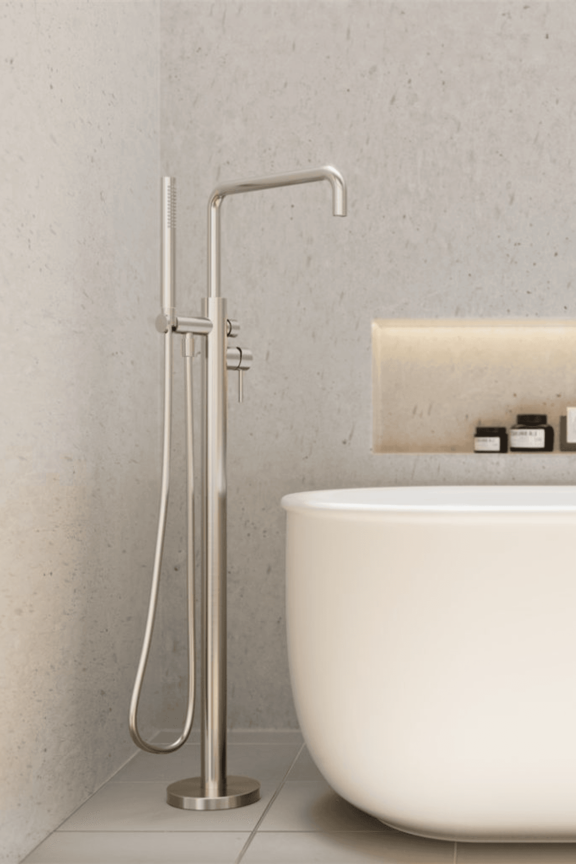 Zen SS316L Freestanding Bath Mixer | Brushed Nickel
