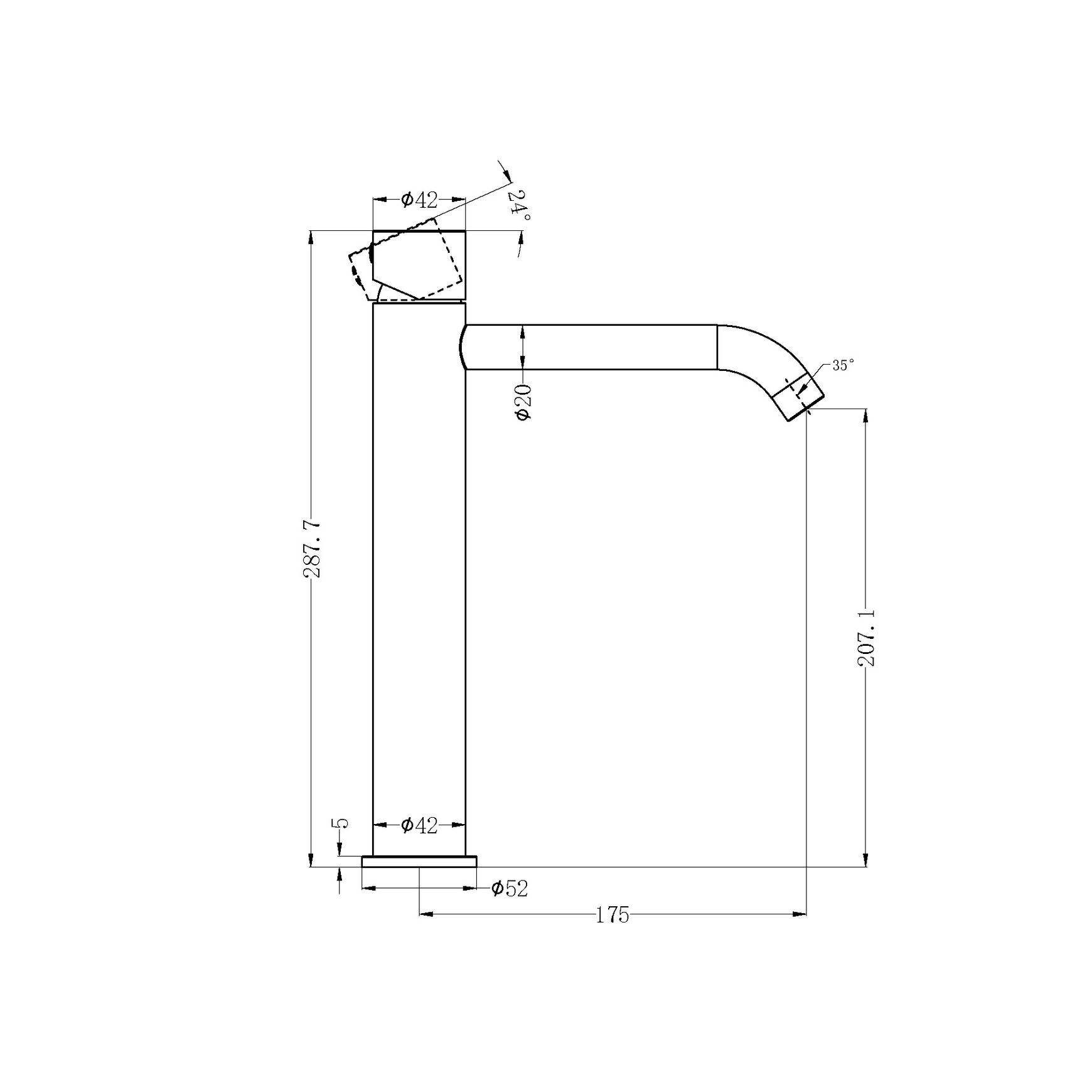 Zen SS316L Tall Basin Mixer Handless | Brushed Nickel