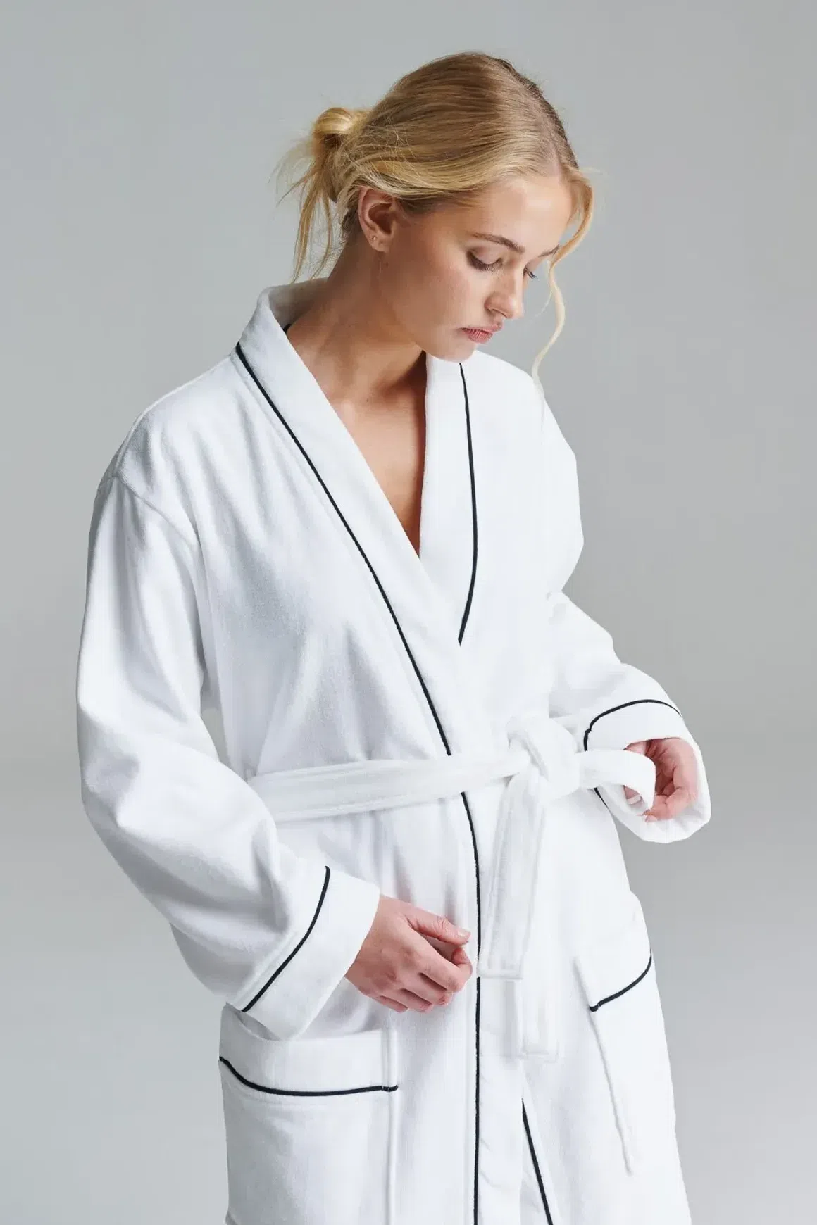 Cotton Velour Bathrobes with Piping