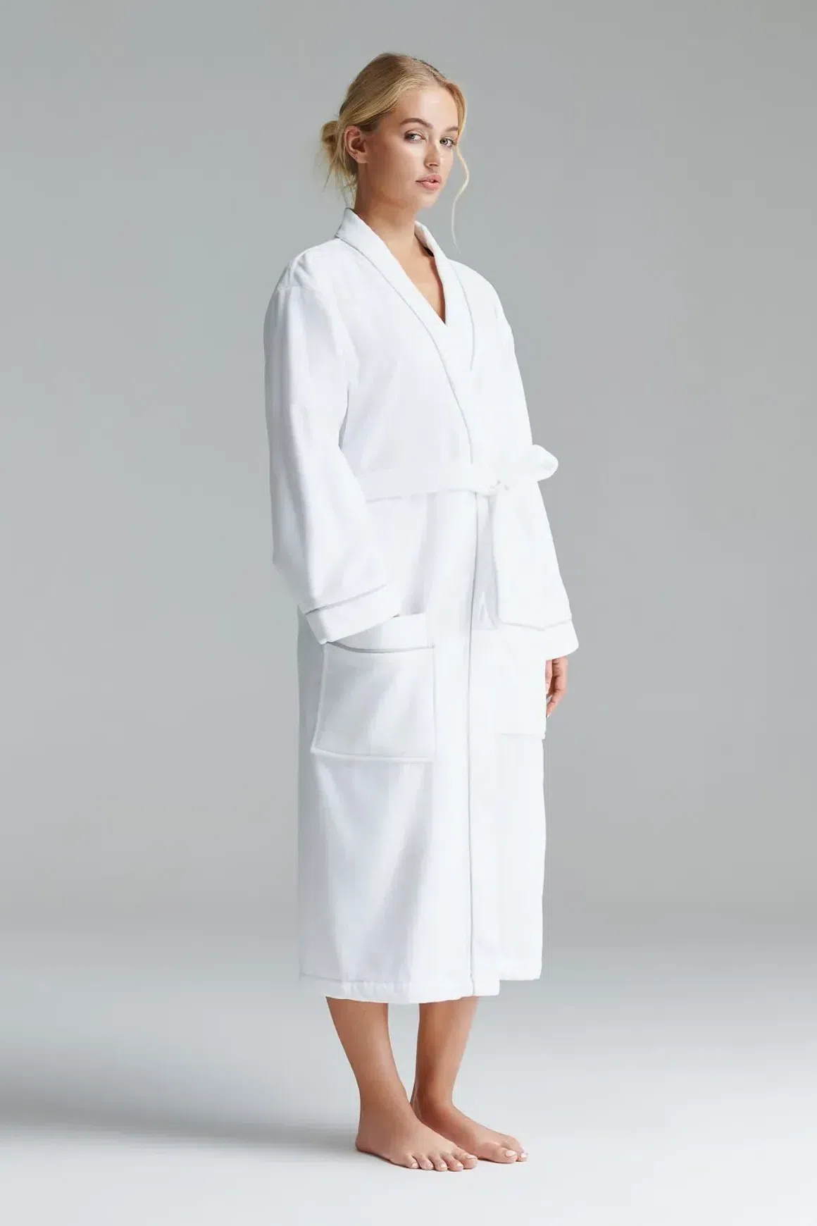 Cotton Velour Bathrobes with Piping