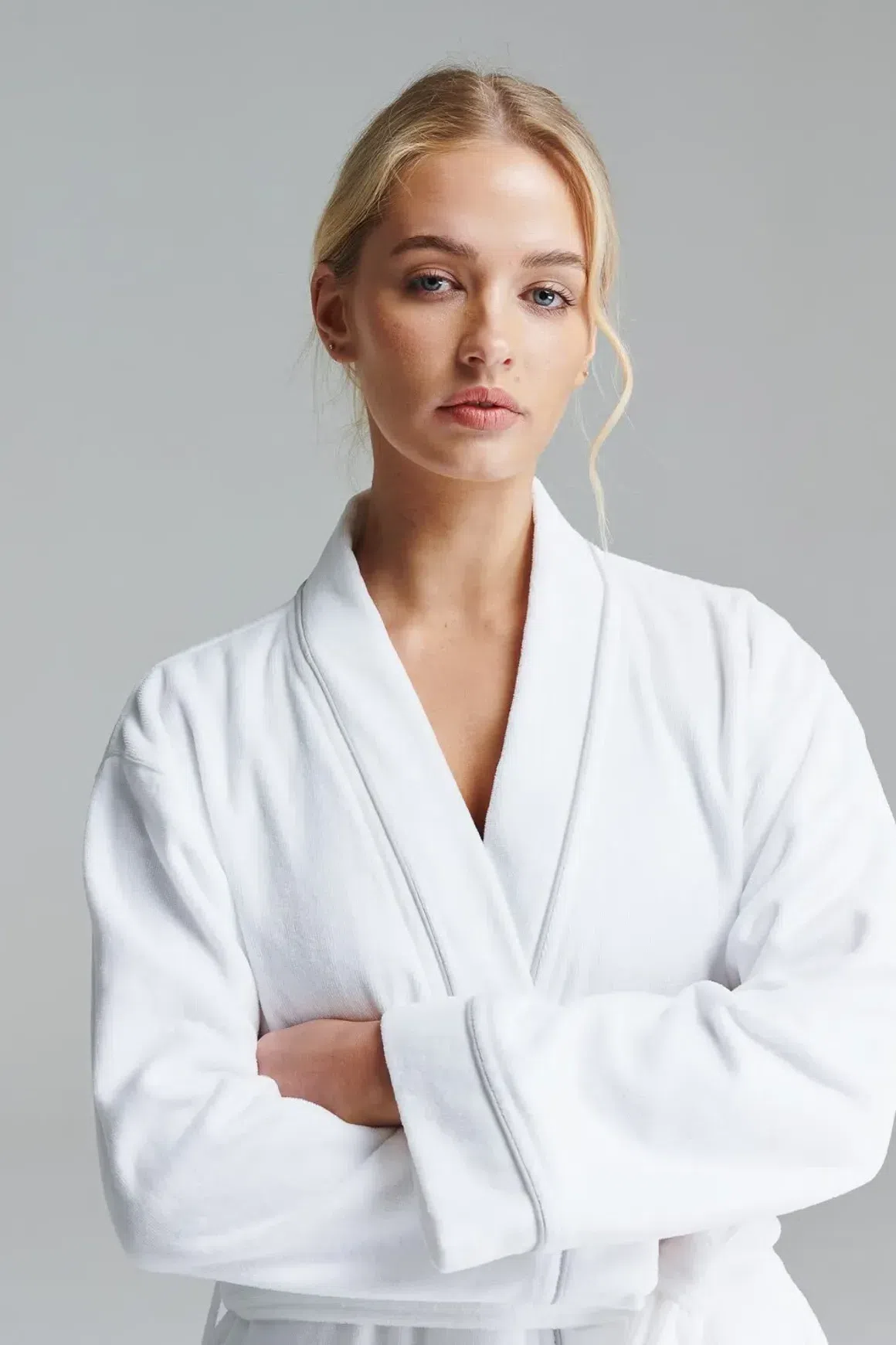 Cotton Velour Bathrobes with Piping