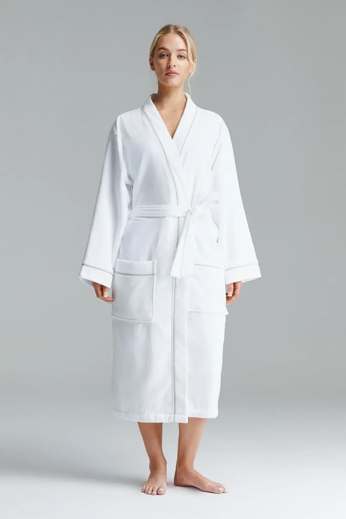 Cotton Velour Bathrobes with Piping