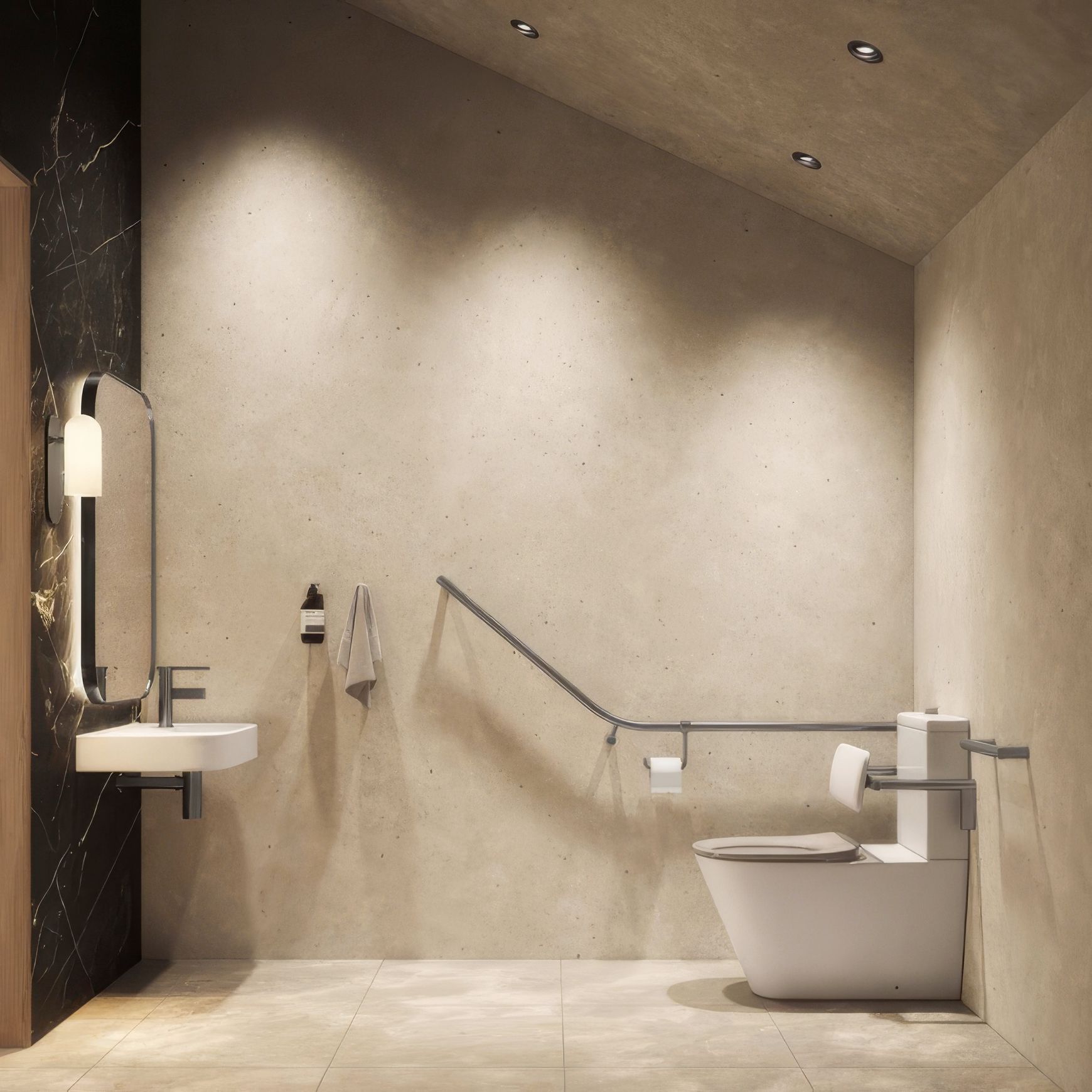 Aliro Accessible 140° Grab Rail Set - Brushed Gunmetal
