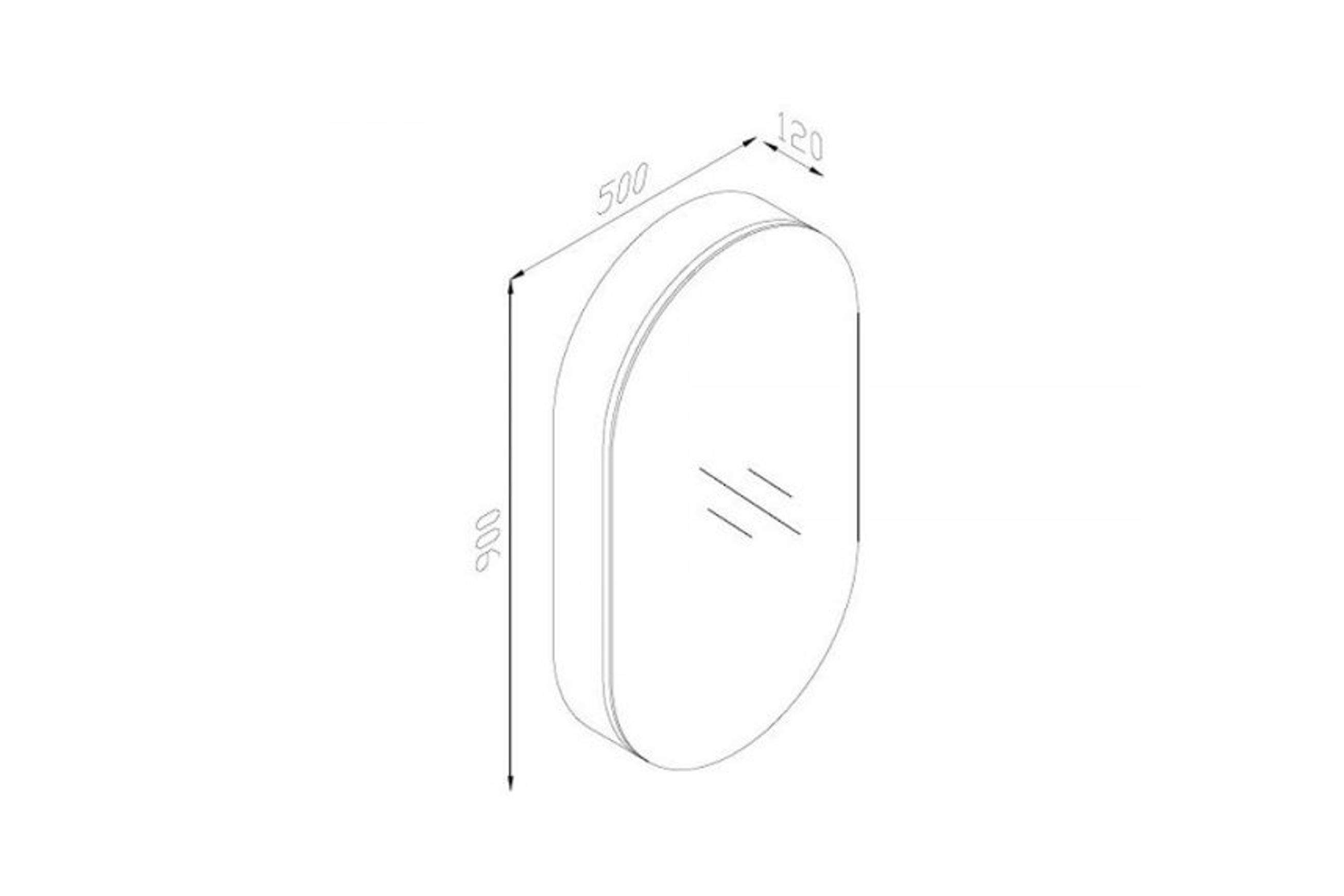 Kzoao 500mm Oval Mirror Cabinet Satin Black