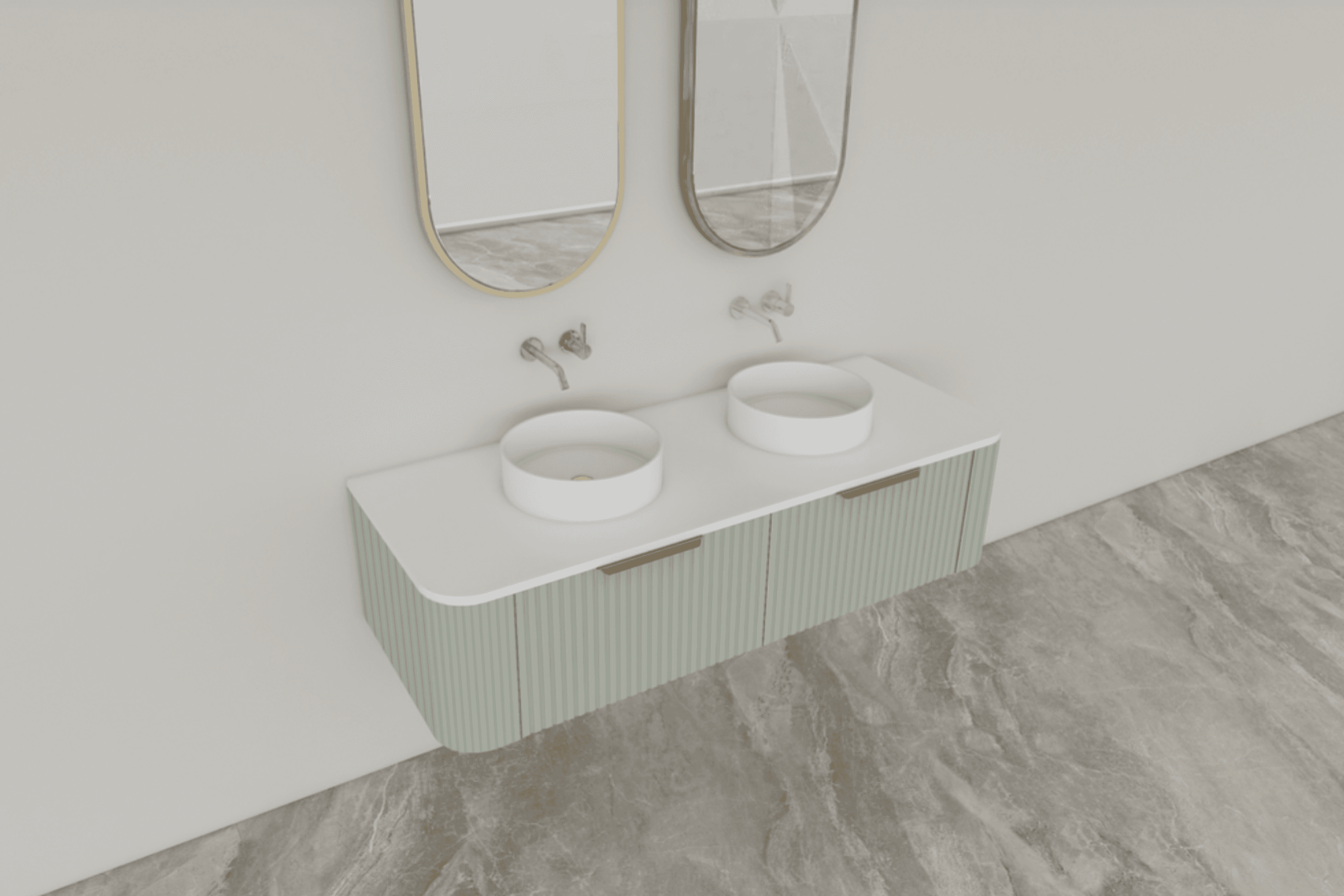 ESTATE 90 Vanity | Wall-hung with 2 basins 1500