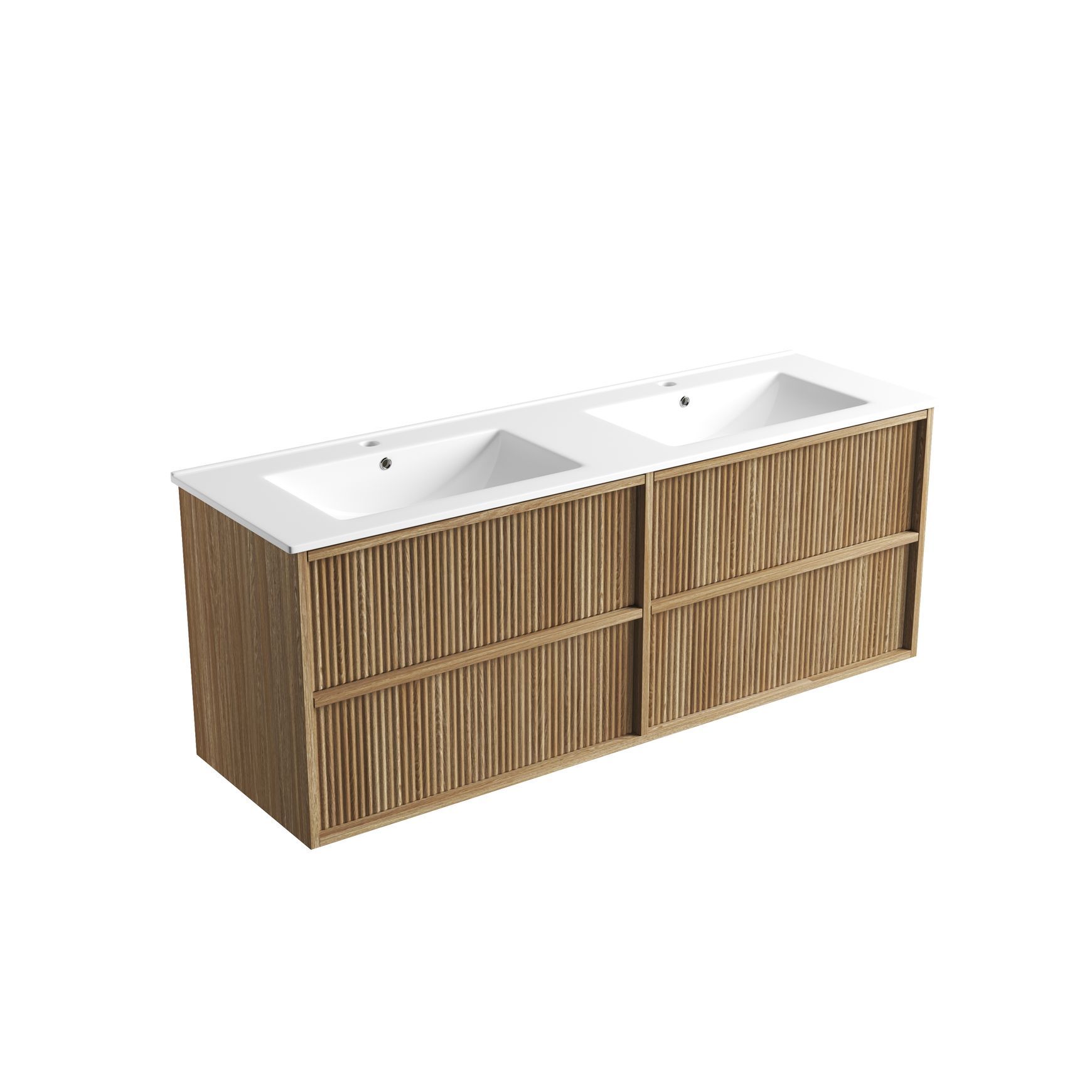 Aulic Venetta Fluted Wall Hung 1500m Harvest Oak vanity