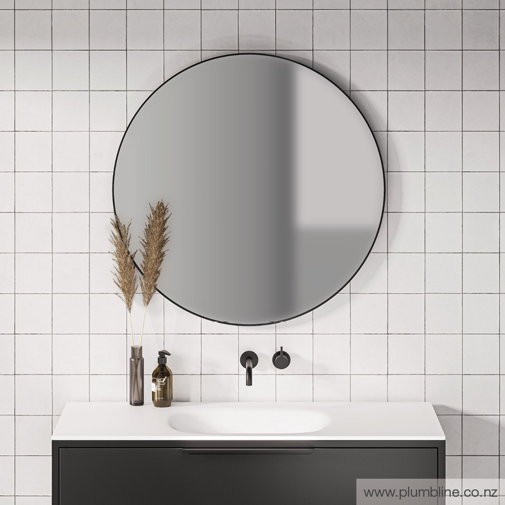 Frame 600 Round Mirror Black
