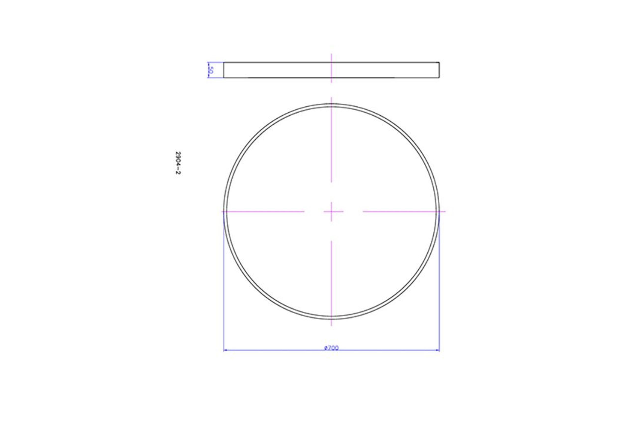 iStone 700mm Round Mirror Gloss White dimensions