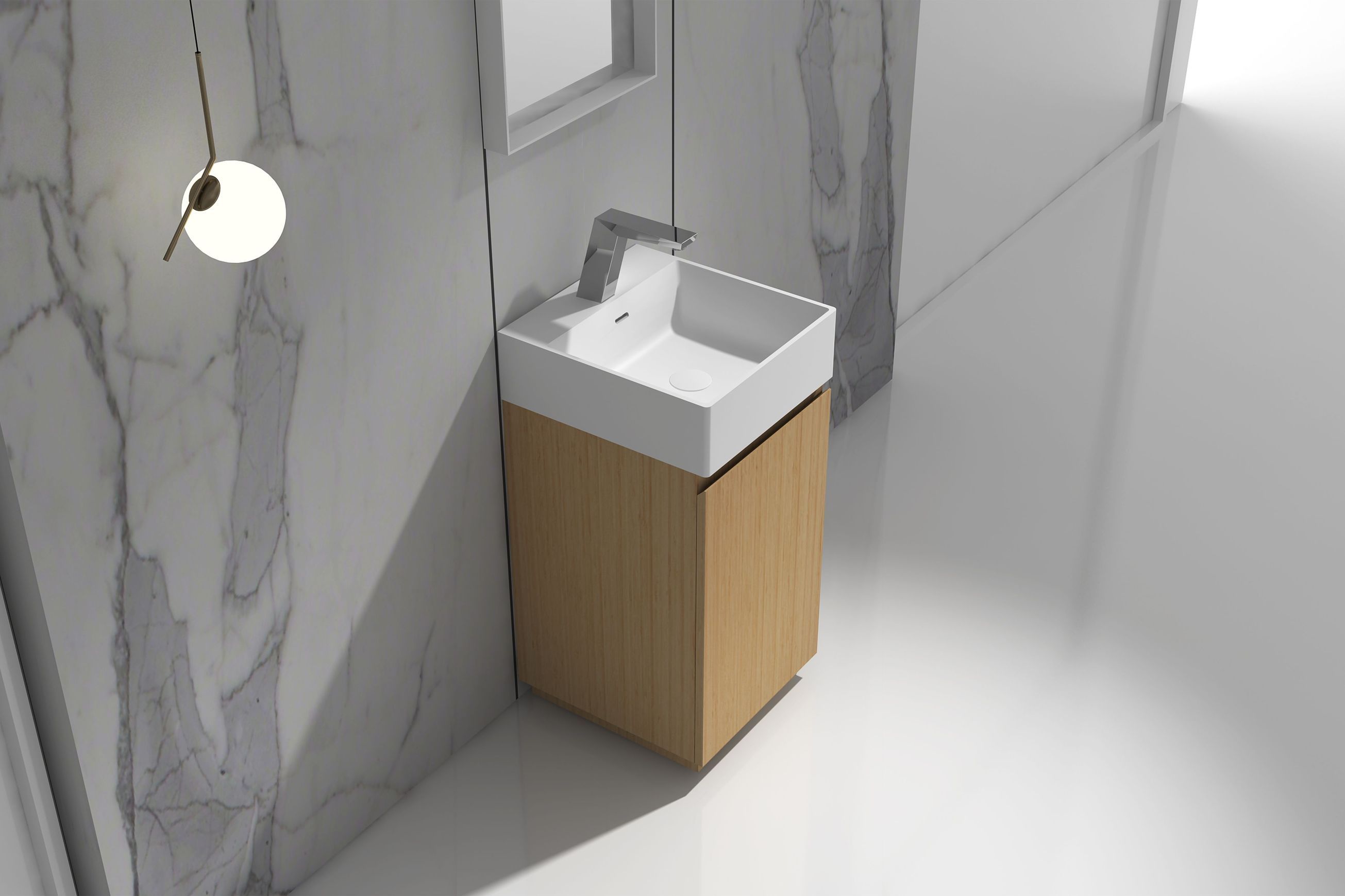 Gia Vanity Cabinet Unit Bamboo & Matte White