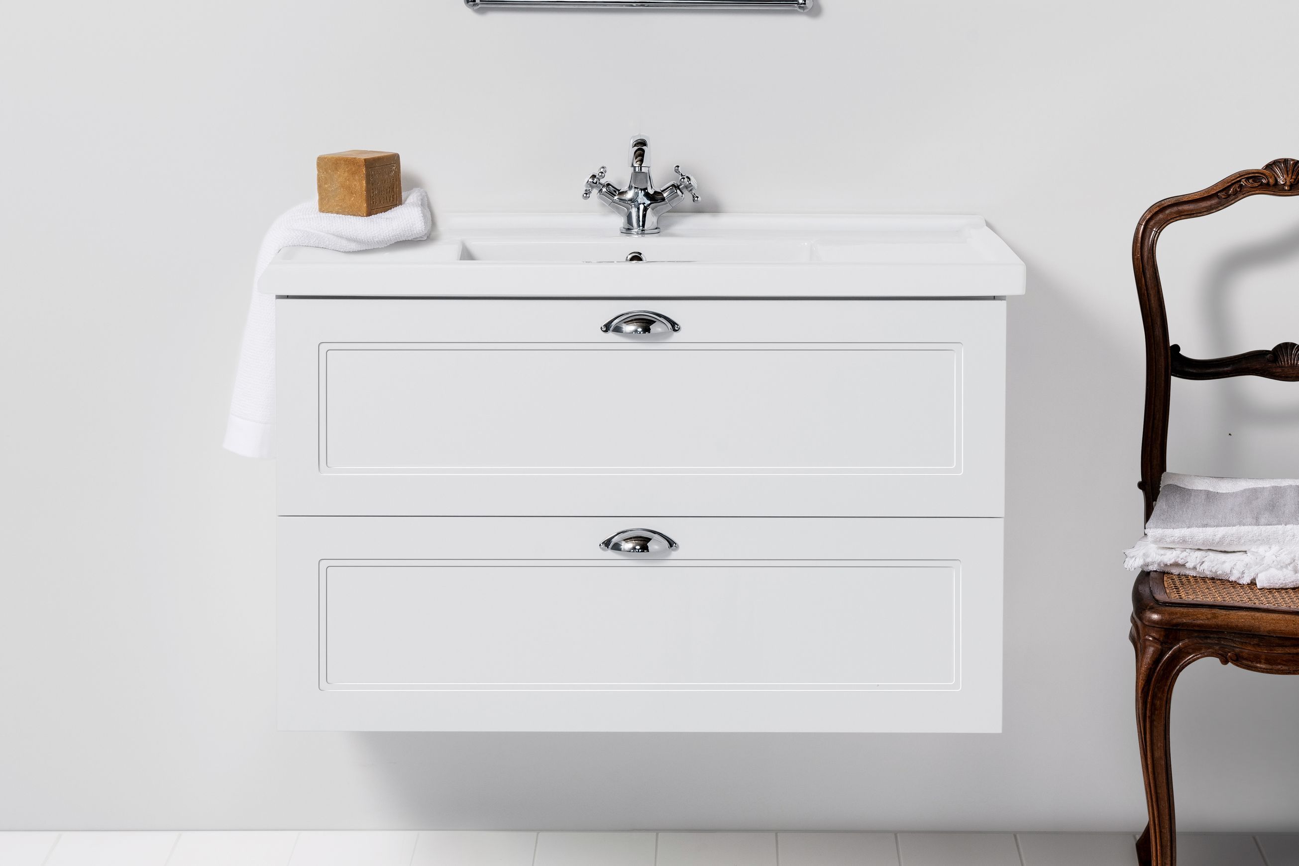 English Classic Wall-Hung Vanity, 2 Drawers