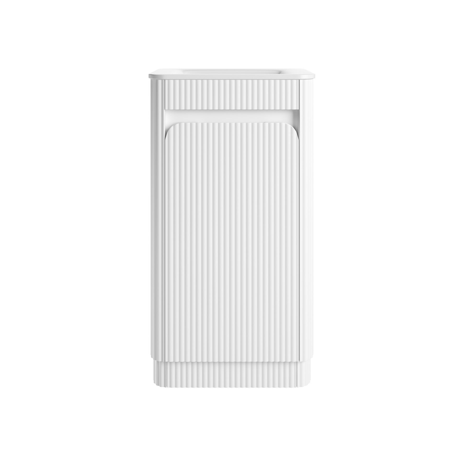 Aulic Mini  Fluted Floor Standing Matte White Cabinet