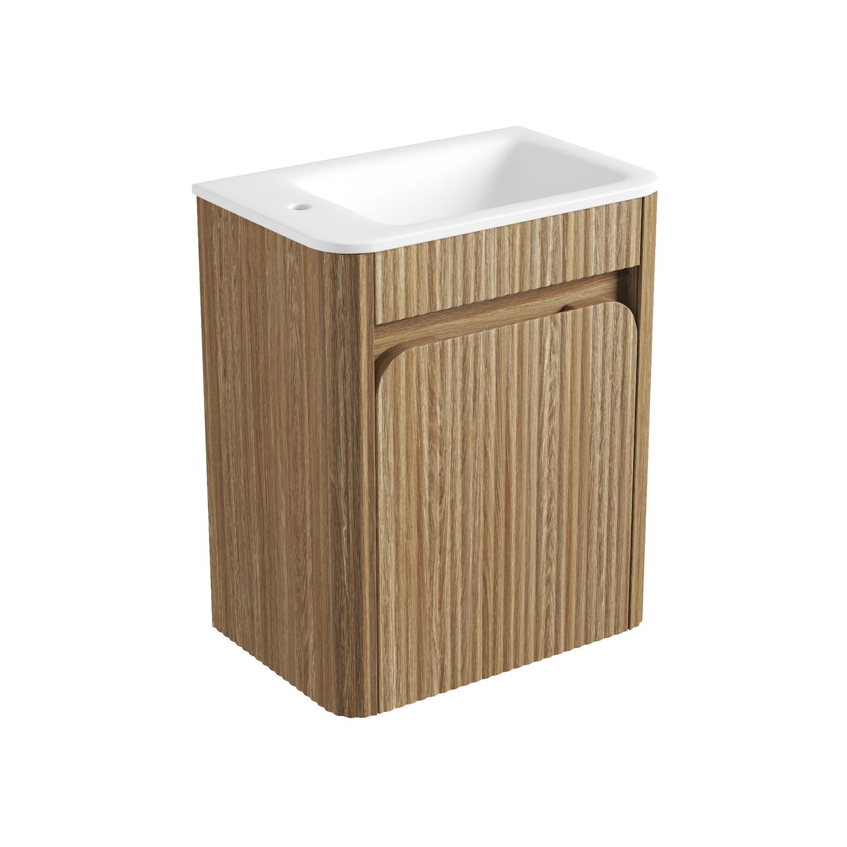AulicMini Hartelle Fluted Wall Hung Harvest Oak Cabinet