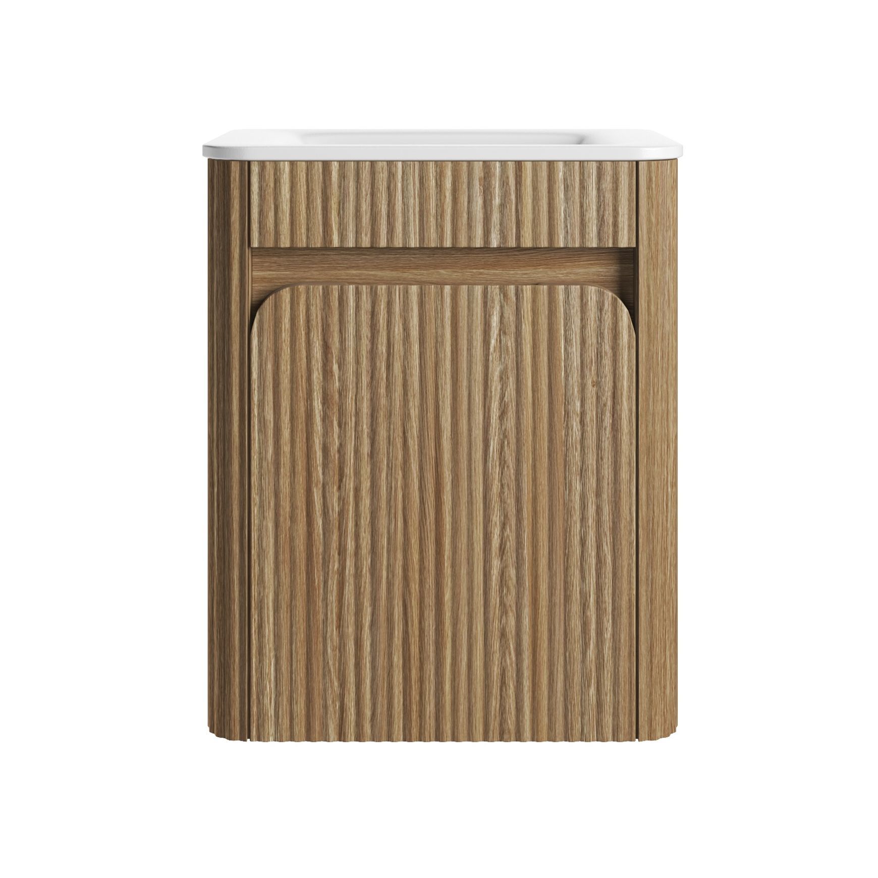 AulicMini Hartelle Fluted Wall Hung Harvest Oak Cabinet