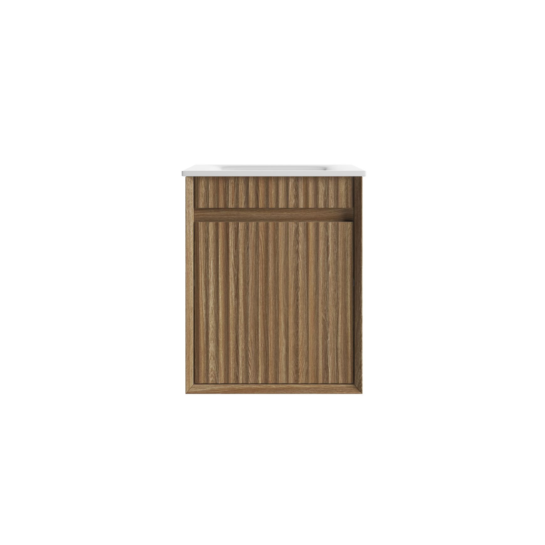 Aulic Mini Ravia Fluted Wall Hung Harvest Oak Cabinet