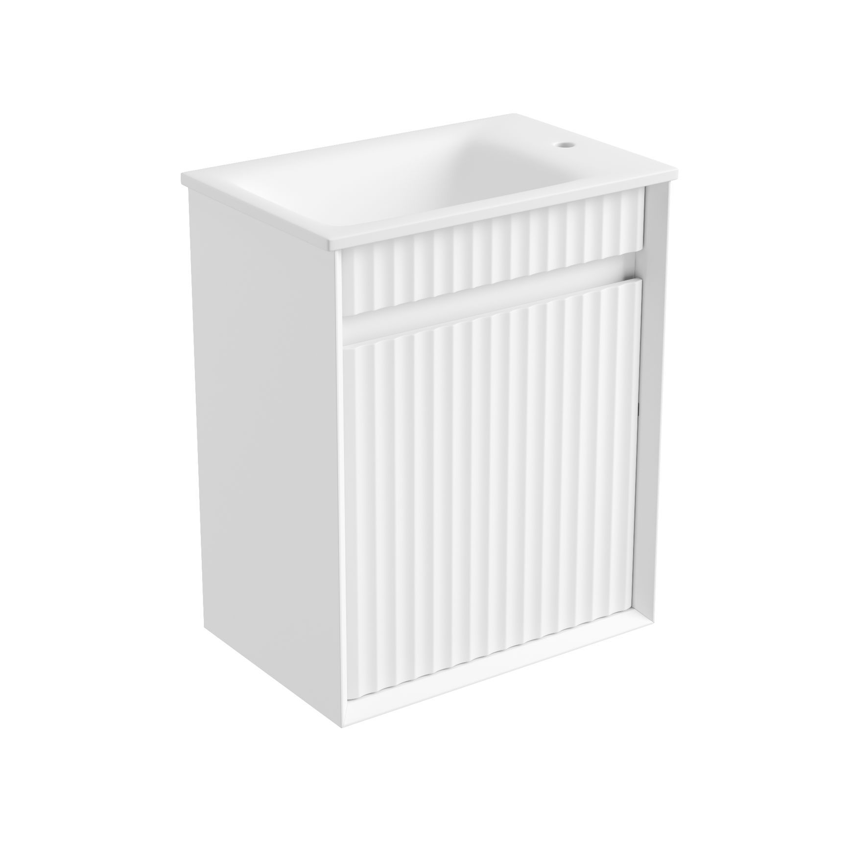 Aulic Mini Ravia Fluted Wall Hung Matte White Cabinet