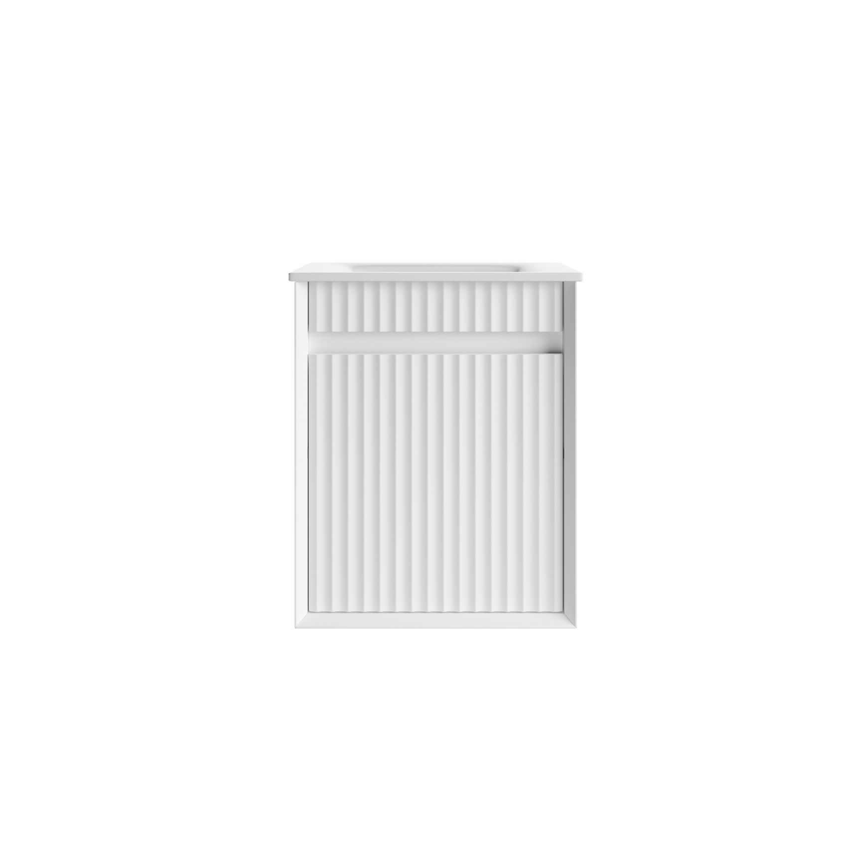 Aulic Mini Ravia Fluted Wall Hung Matte White Cabinet