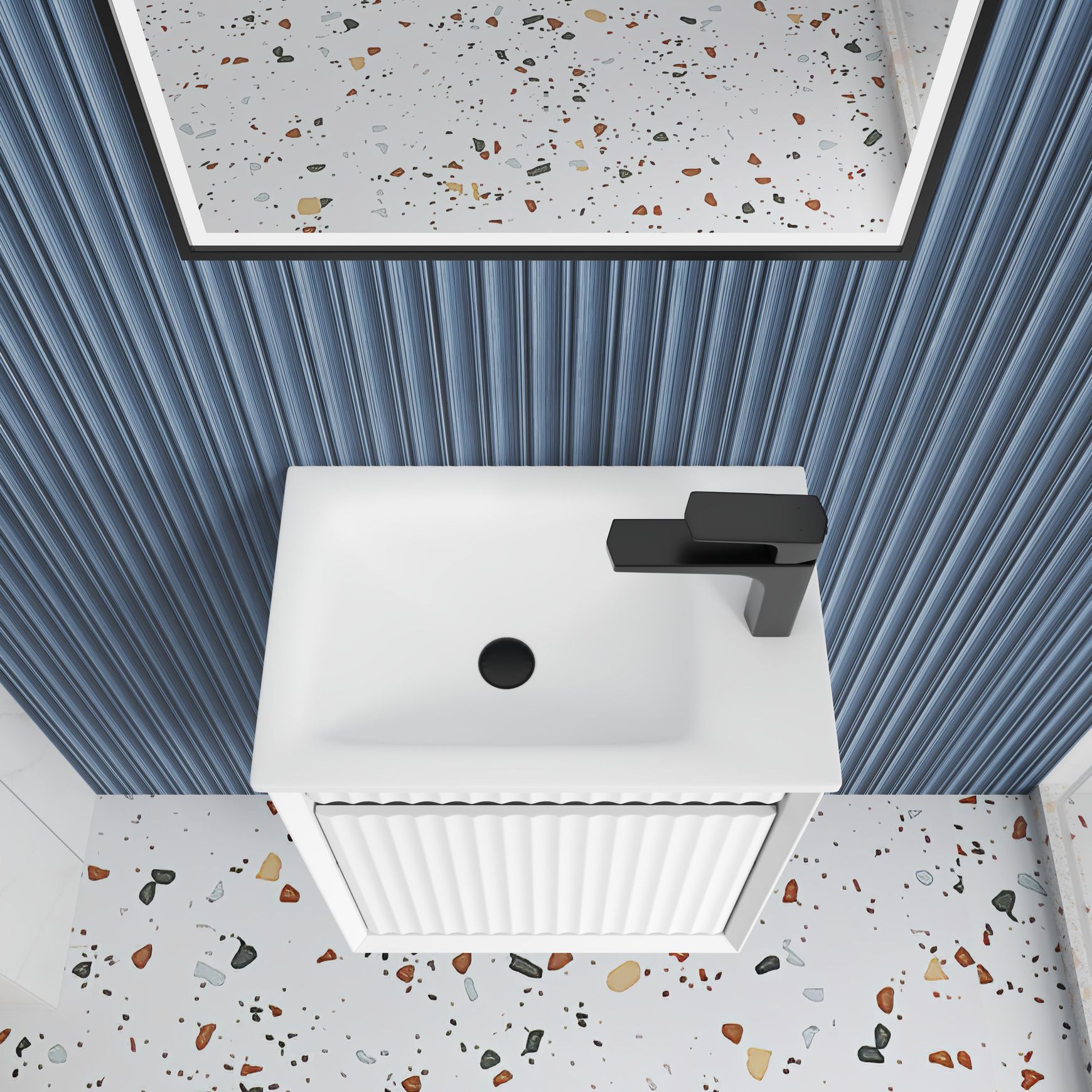Aulic Mini Ravia Fluted Wall Hung Matte White Cabinet