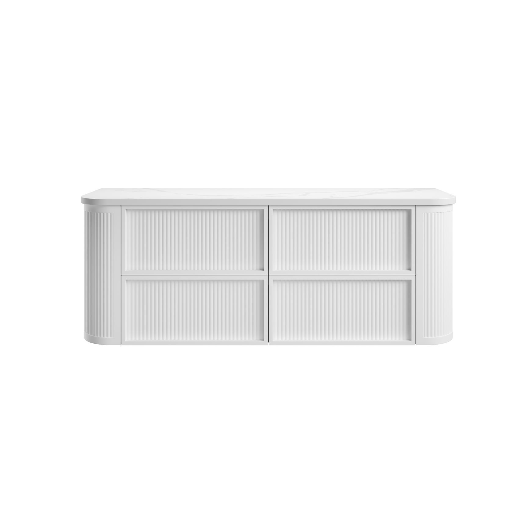 Aulic Ramee Fluted Wall Hung 1500mm Matte White Cabinet