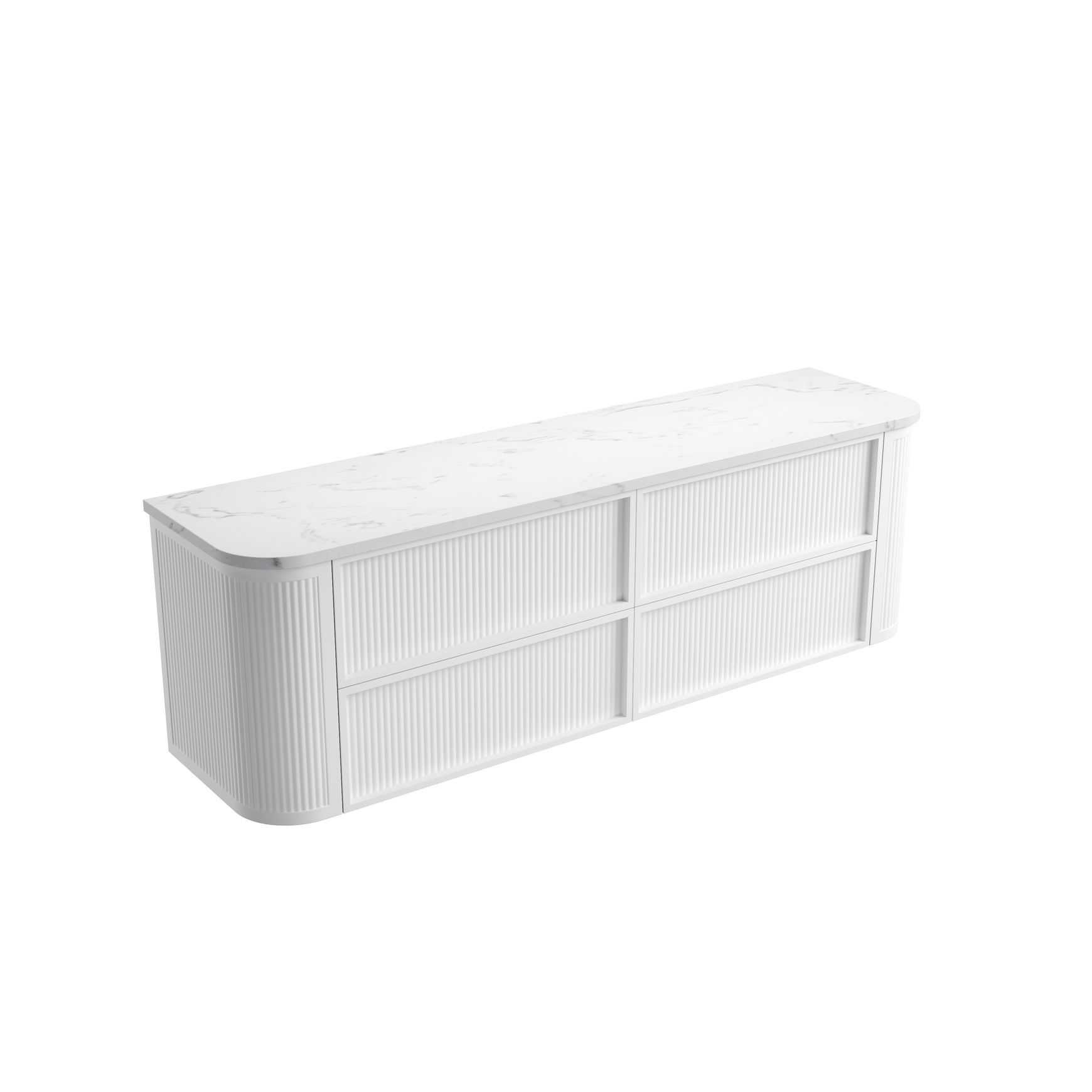 Aulic Ramee Fluted Wall Hung 1800mm Matte White Cabinet