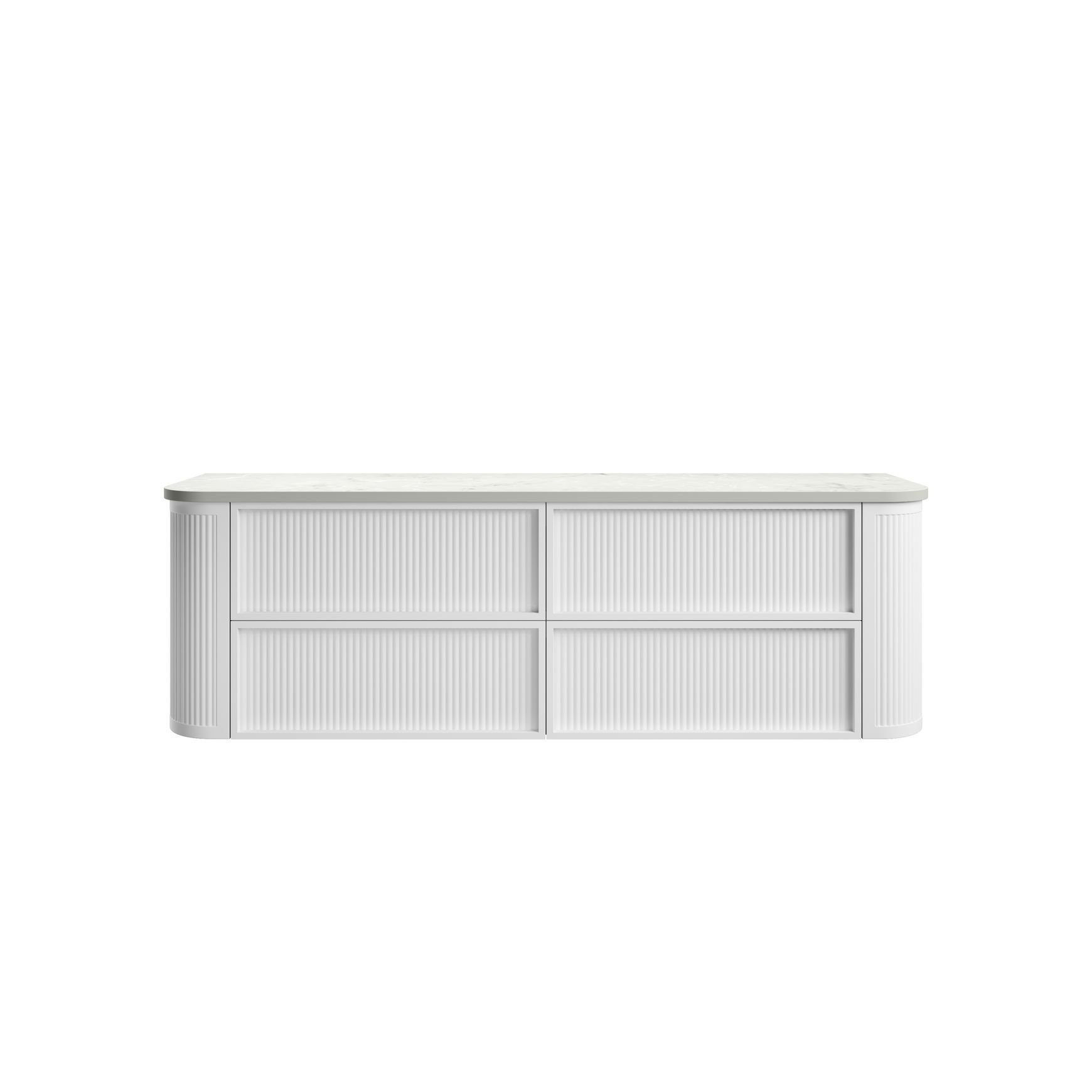 Aulic Ramee Fluted Wall Hung 1800mm Matte White Cabinet