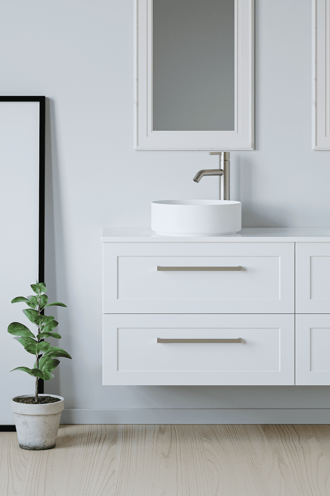 Telaio 1500 Single Left Bowl 4 Drawer Wall Vanity
