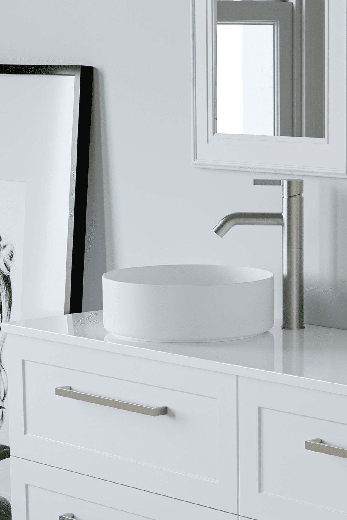 Telaio 1500 Single Left Bowl 4 Drawer Wall Vanity