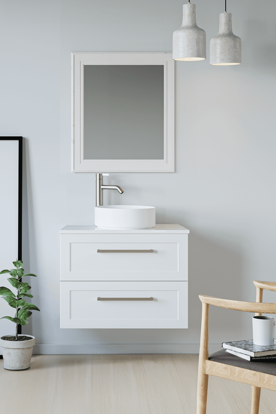Telaio 750 Single Centre Bowl 2 Drawer Wall Vanity