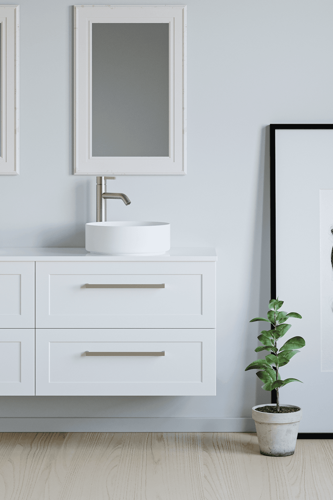 Telaio 1500 Single Right Bowl 4 Drawer Wall Vanity