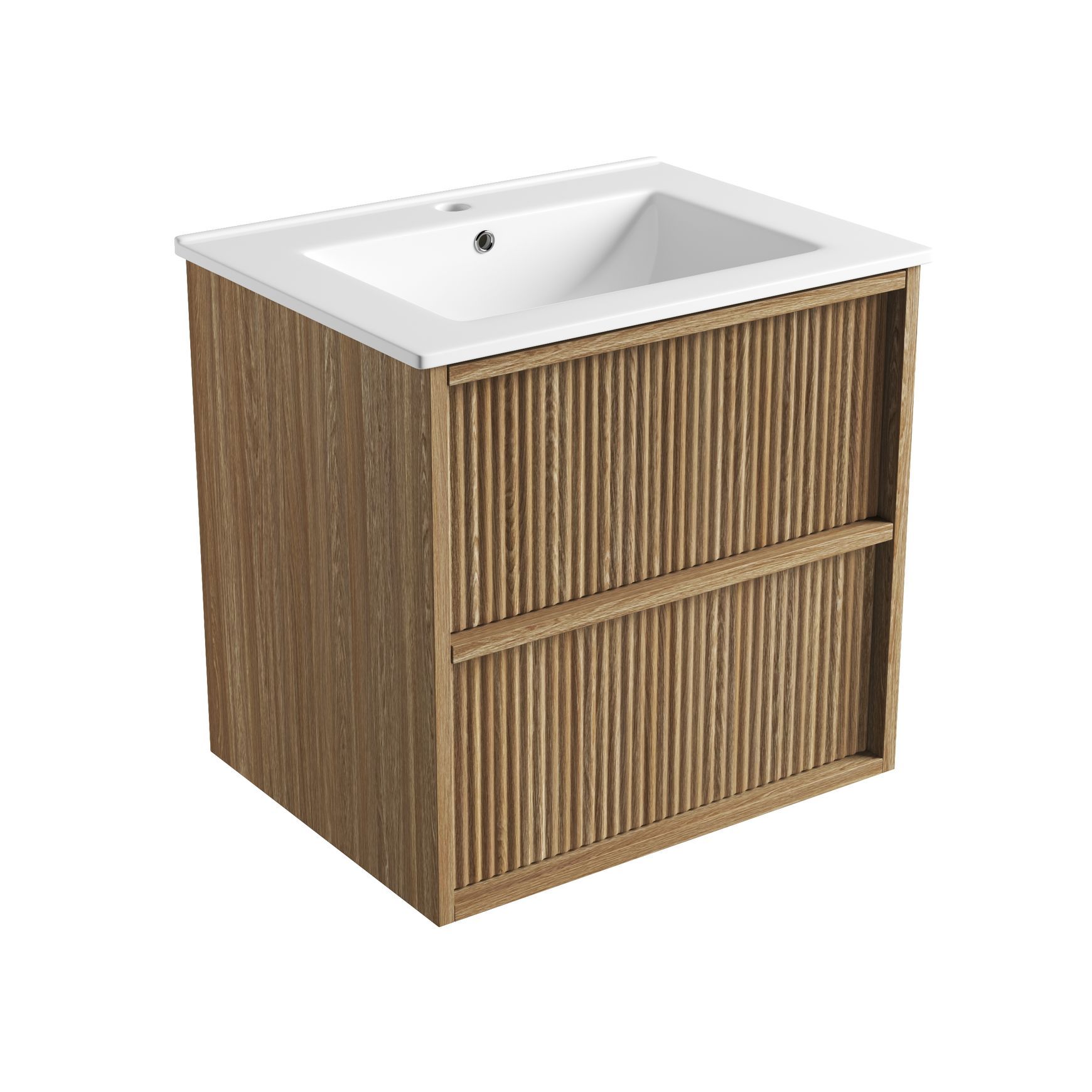 Aulic Venetta Fluted Wall Hung 600 Harvest Oak Cabinet