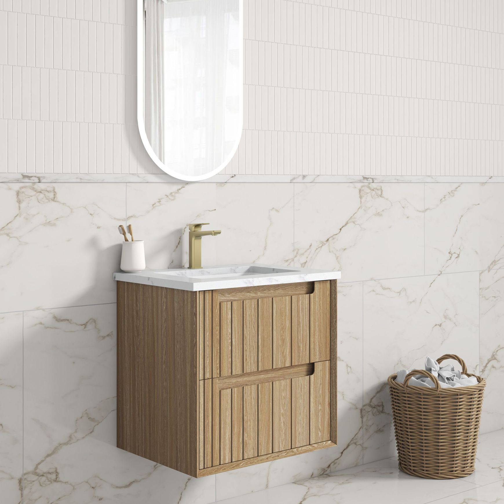 Aulic Voulari Framed Wall Hung 600m Harvest Oak Cabinet