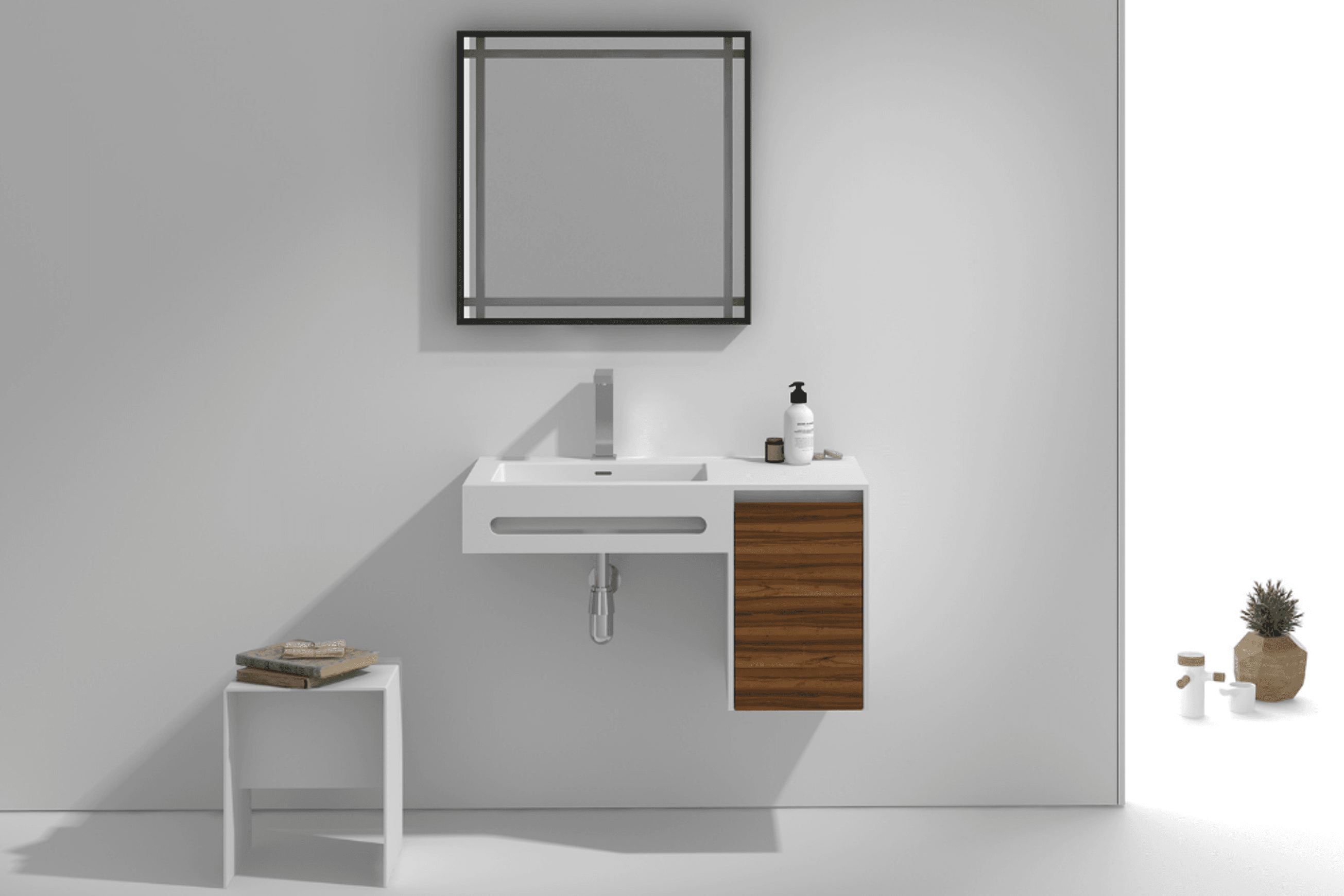 900mm Wall Hung Stone Vanity & Storage G38553